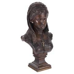 Busto di Giovane Donna In Bronzo Francia Fine '800 Primi '900