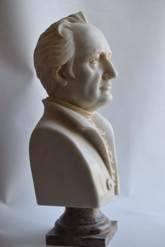Busto di Johann Wolfgang von Goethe scolpito in marmo bianco Carrara