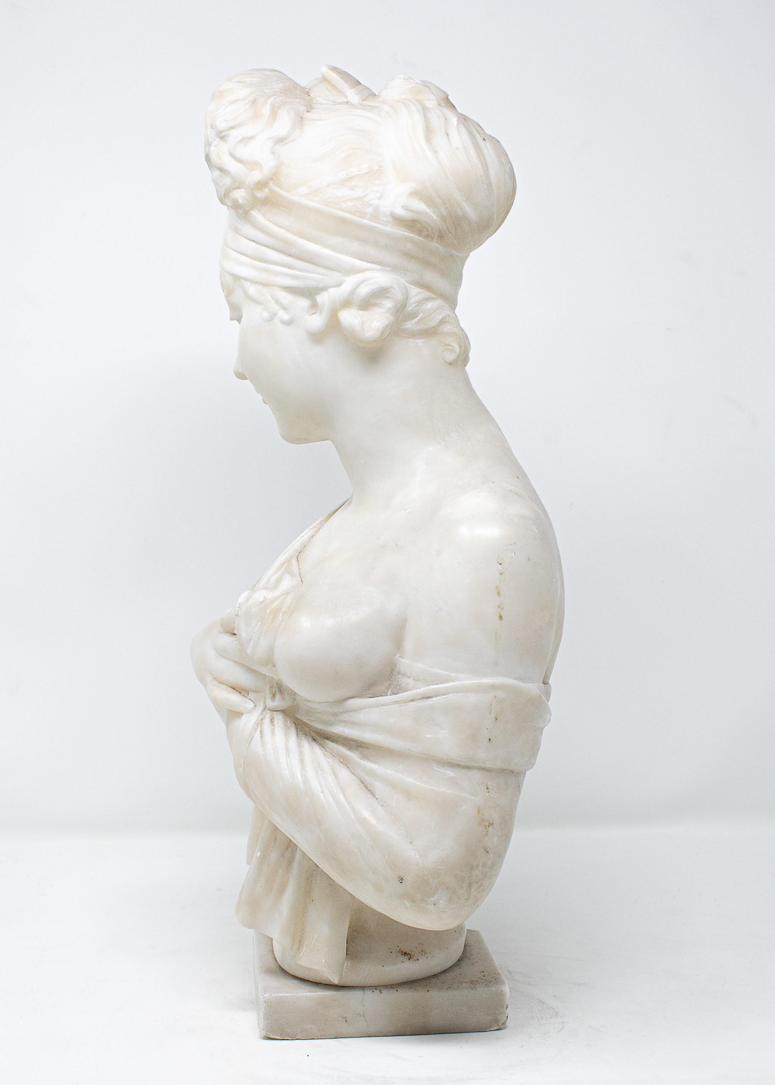 Buste de Juliette Récamier, Albâtre, XIXe siècle  en vente 3