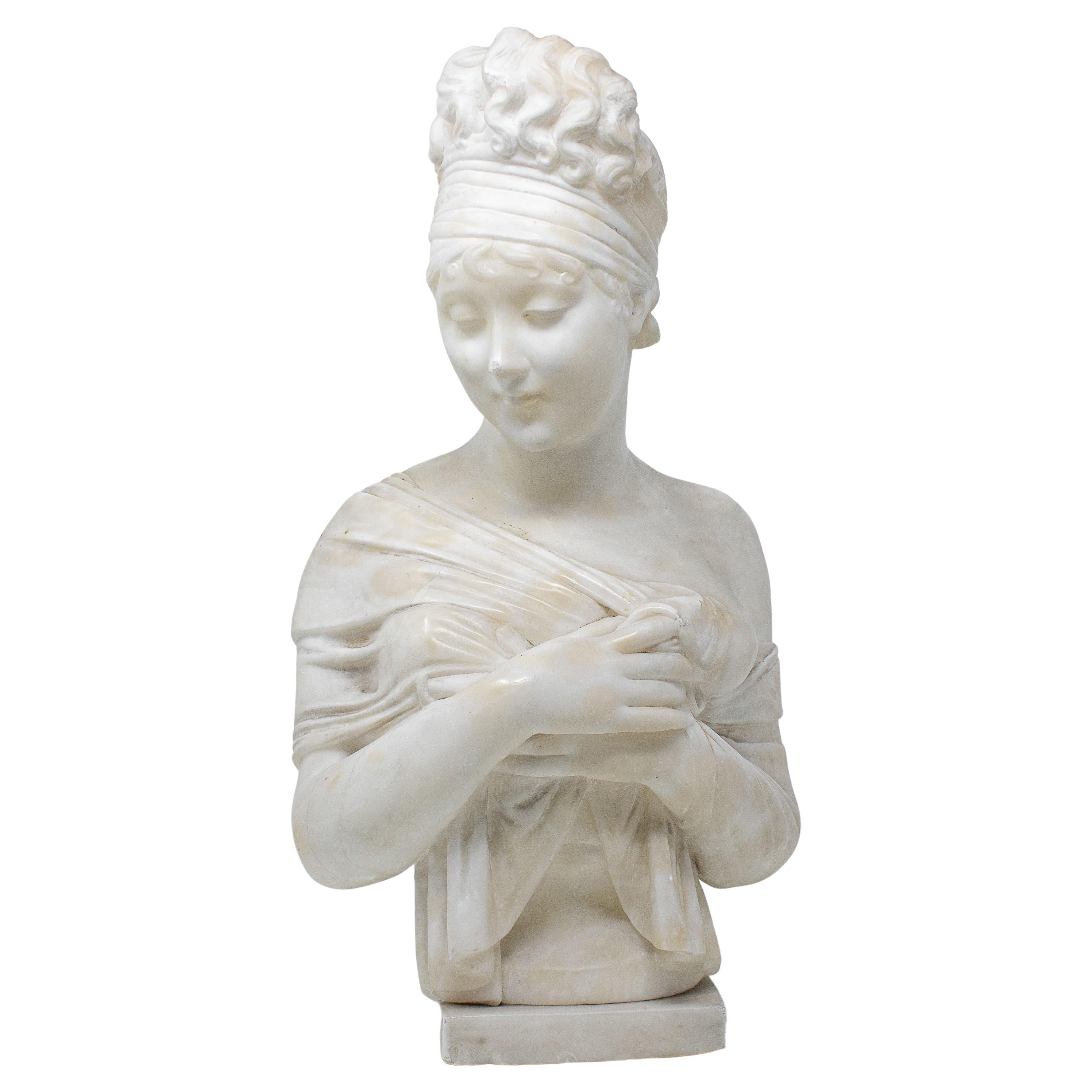 Bust of Juliette Récamier, Alabaster, 19th century  For Sale