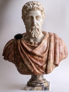 Busto de Marco Aurelio en mármol policromado