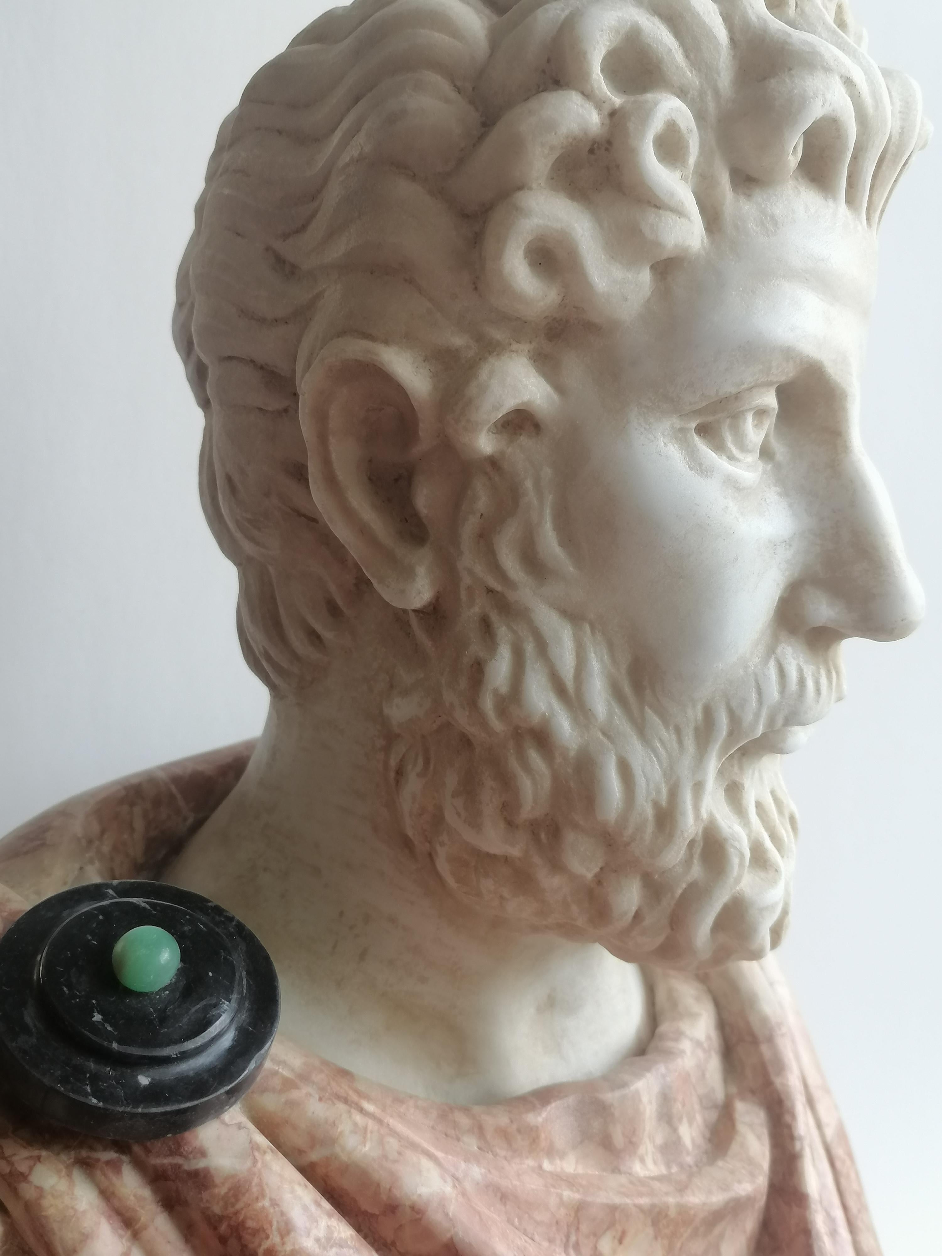 Italian Bust of Marcus Aurelius in polychrome marble