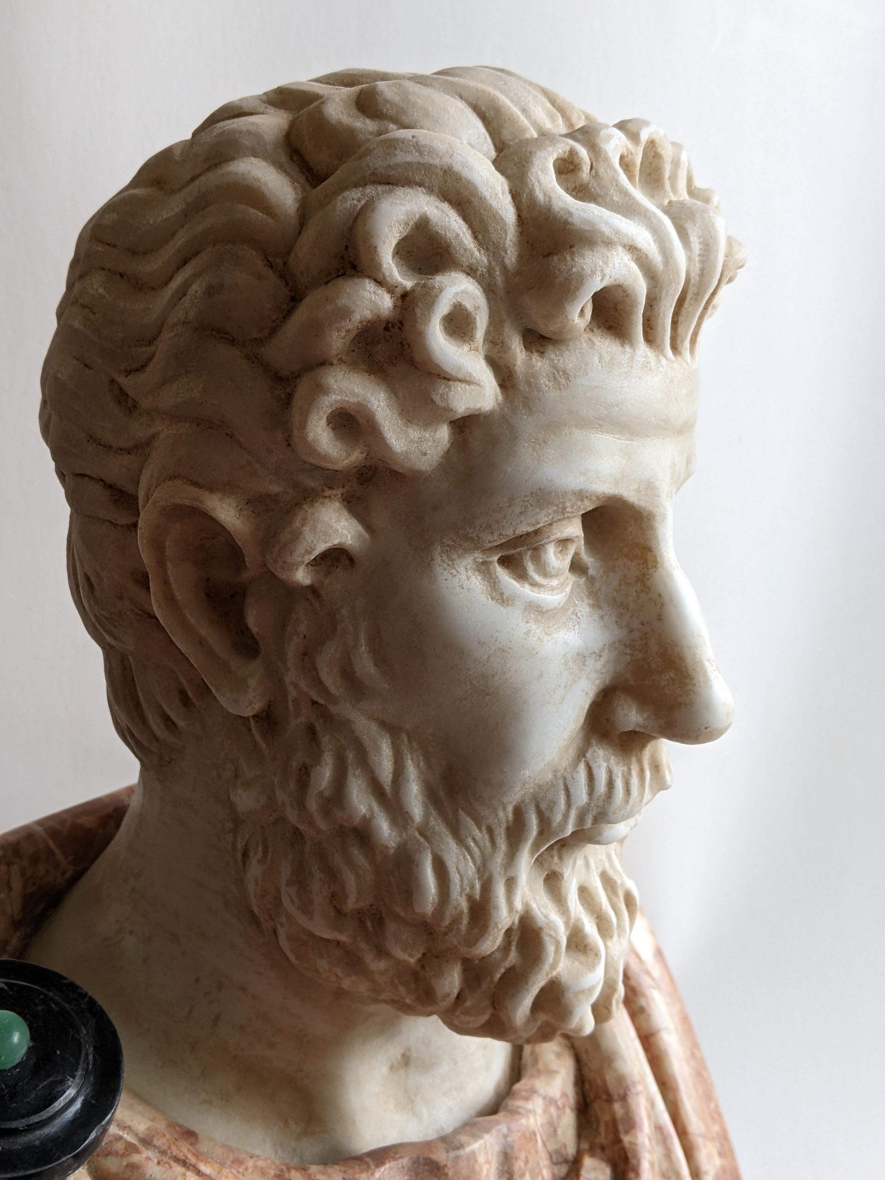 Marble Bust of Marcus Aurelius in polychrome marble