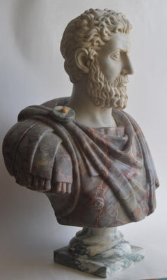 Buste de Marc Aurèle en marbre polychrome - fabriqué en Italie