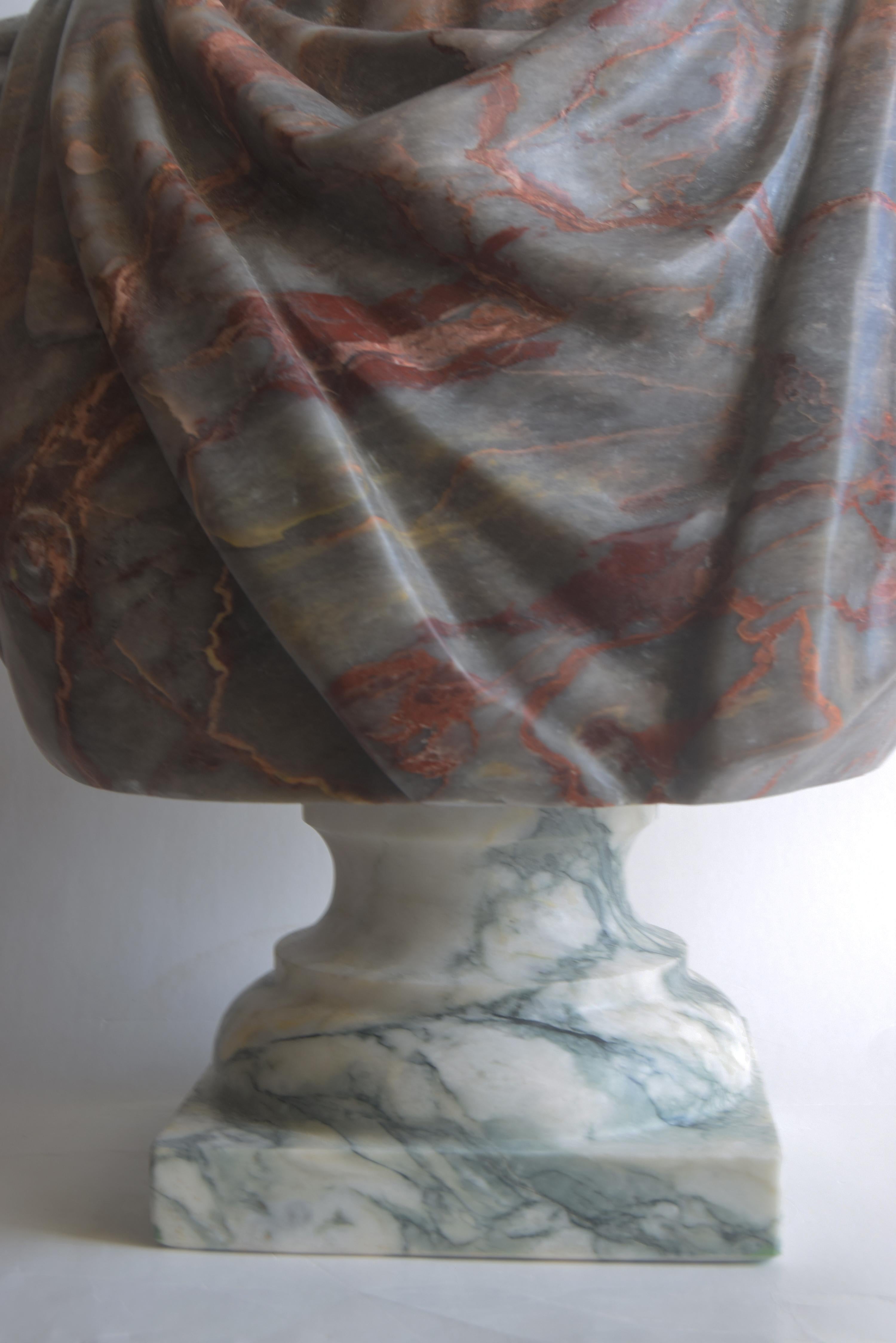 Late 20th Century Busto di marco Aurelio in marmi policromi -made in Italy in vendita