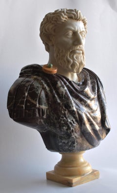Büste von Marcus Aurelius aus farbigem Marmor - hergestellt in Italien