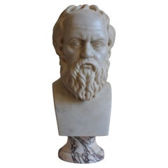 Büste des Sokrates aus weißem Carrara-Marmor