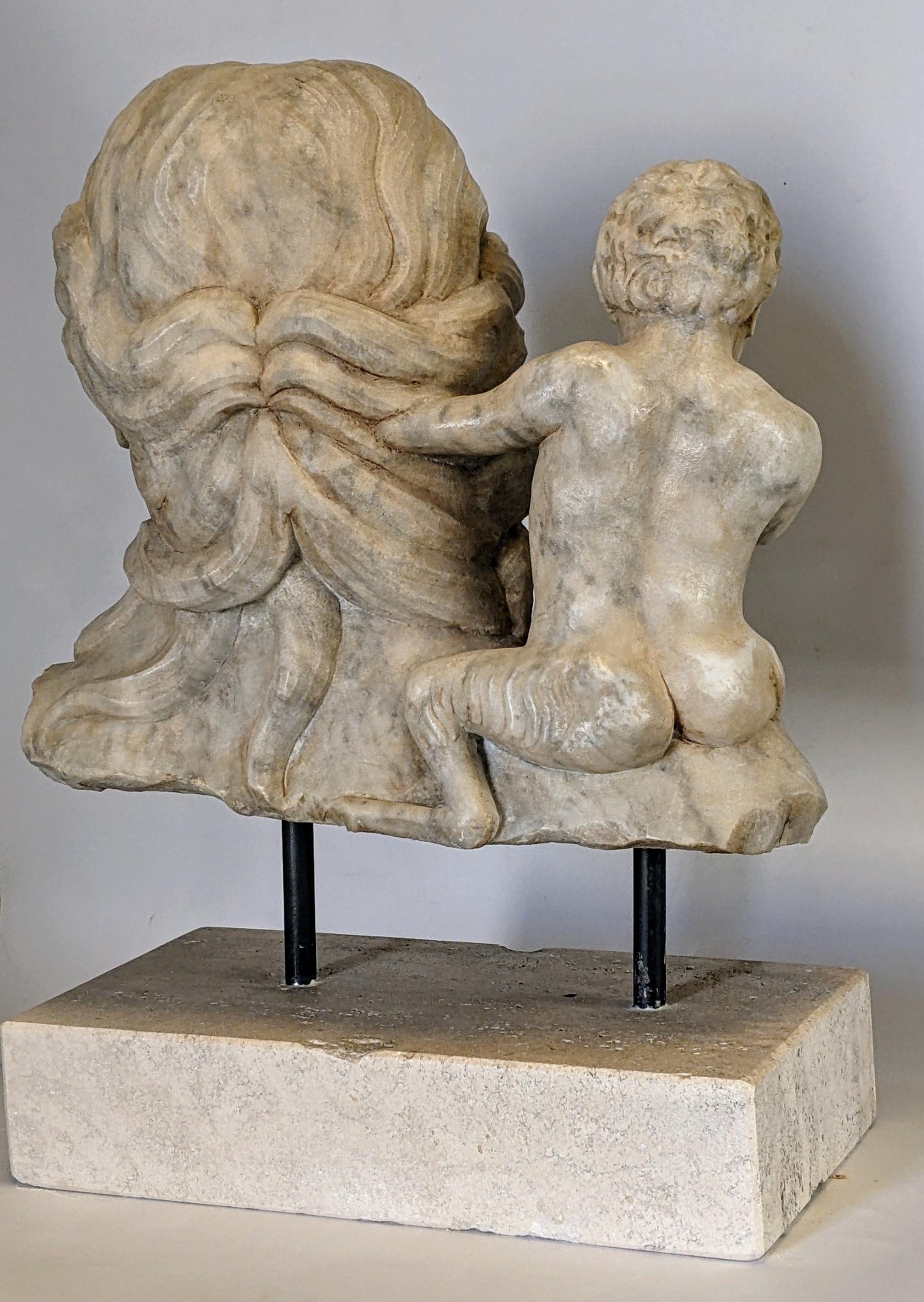 Fauna und kleine Faun-Büste aus Carrara-Marmor - Original in Italien hergestellt (Handgefertigt) im Angebot
