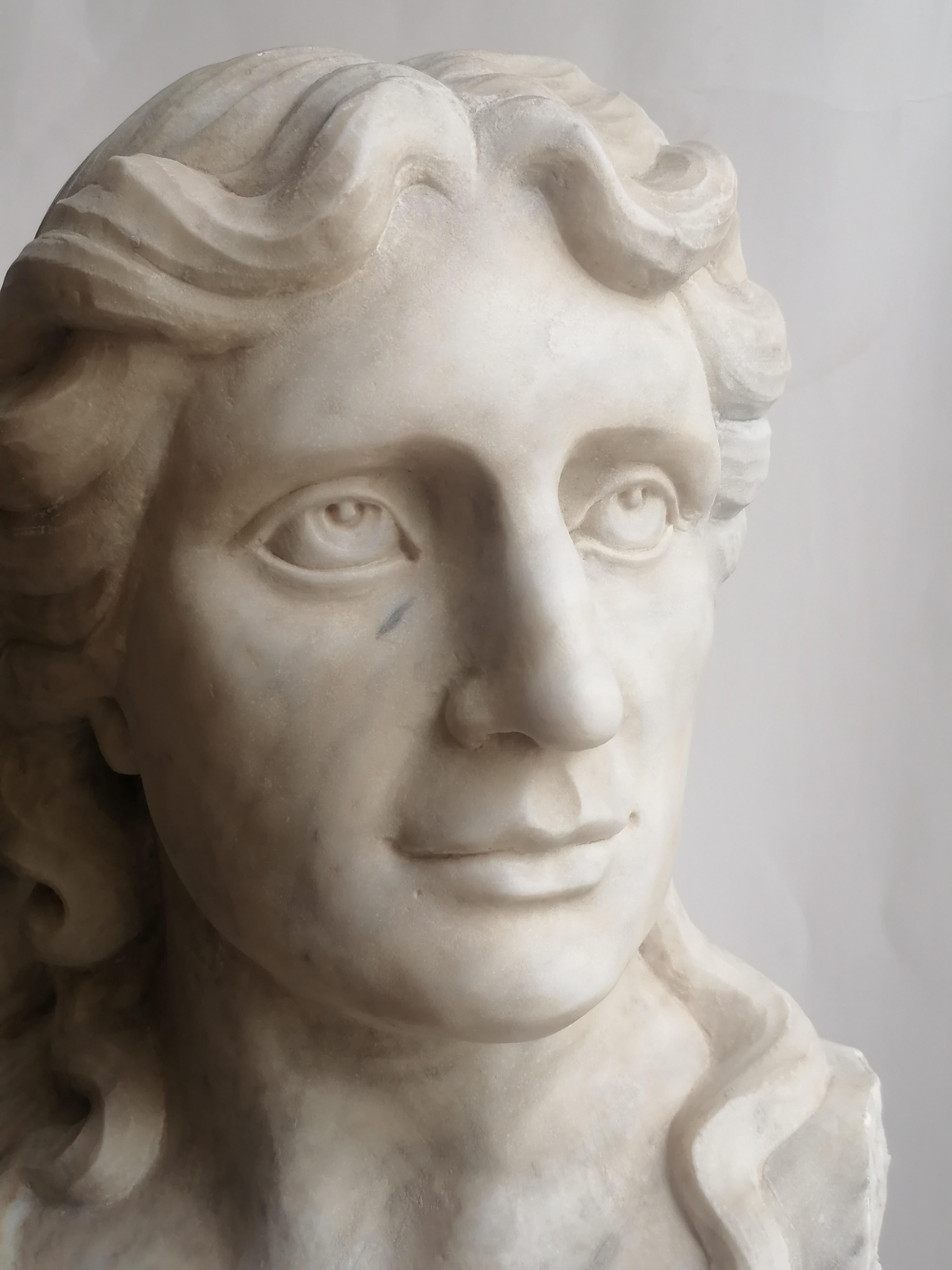 Busto Fauna e piccolo fauno in marmo Carrara - originale made in Italy In condizioni buone in vendita a Tarquinia, IT