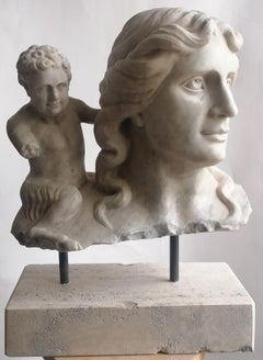 Busto Fauna e piccolo fauno in marmo Carrara - originale made in Italy