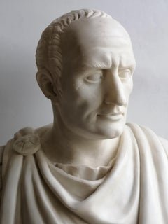 Julius Caesar bust in white Carrara marble