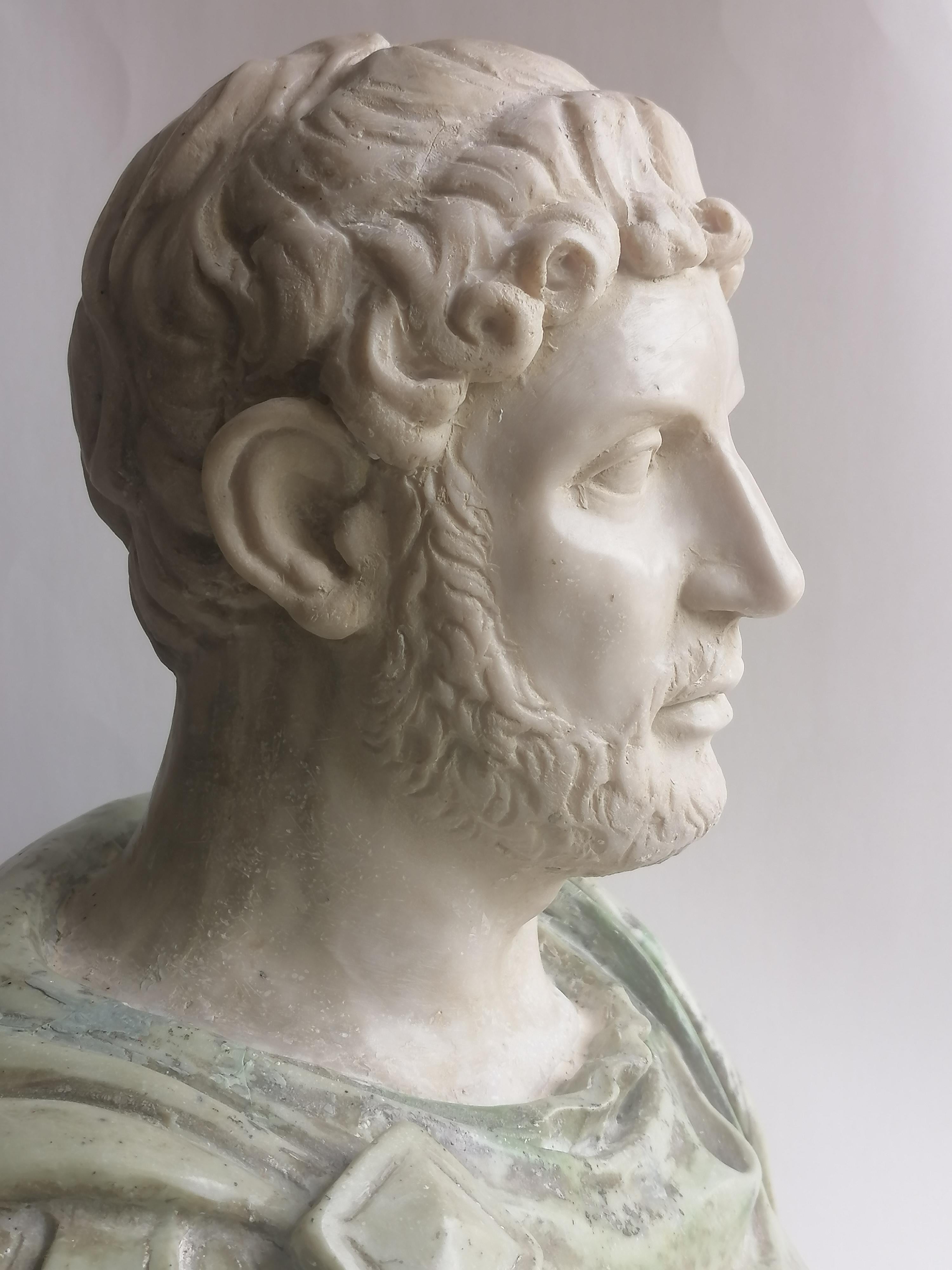 Italian Busto imperatore romano Adriano - materiale composito polvere marmo For Sale