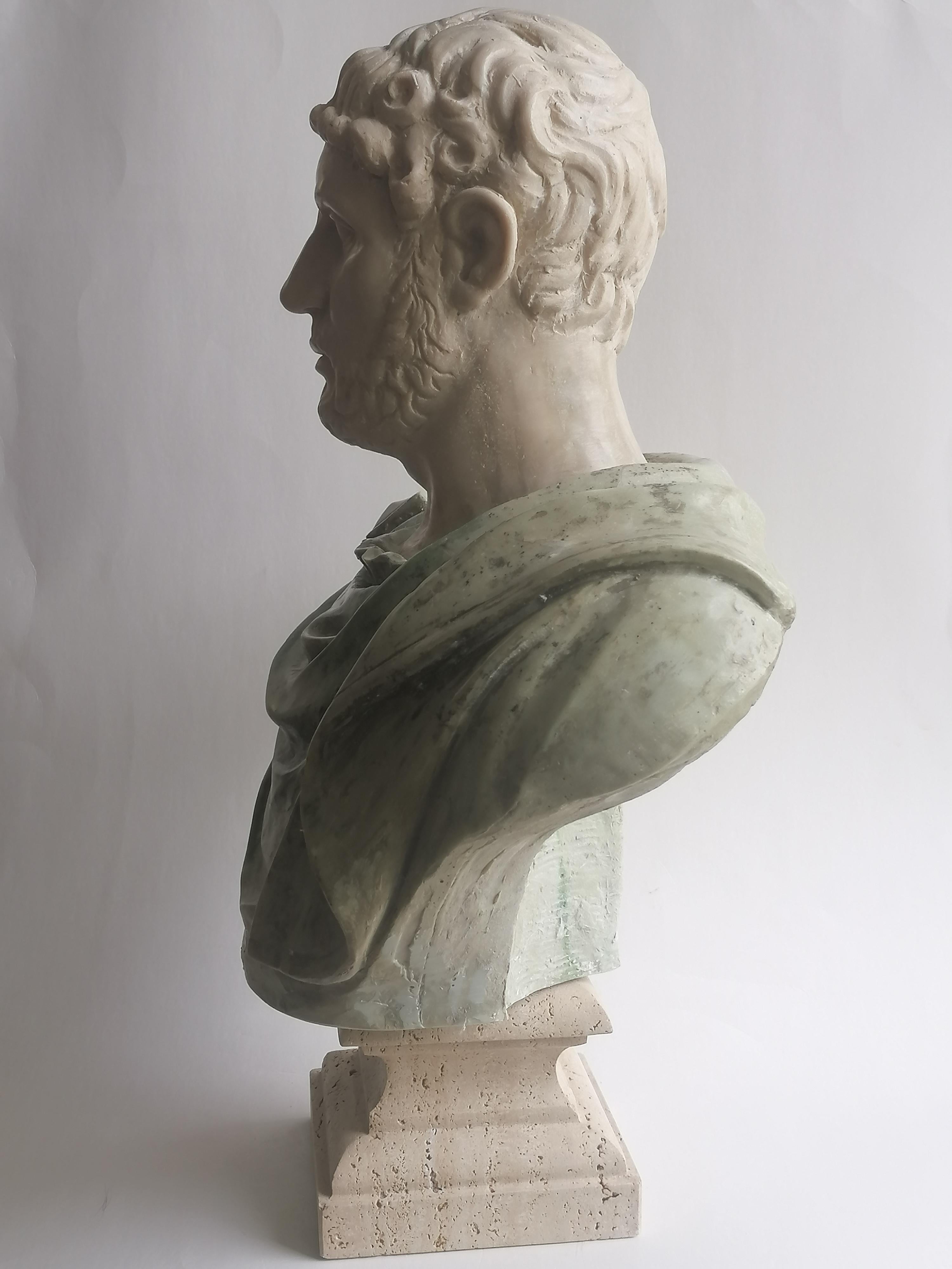 Hand-Crafted Busto imperatore romano Adriano - materiale composito polvere marmo For Sale