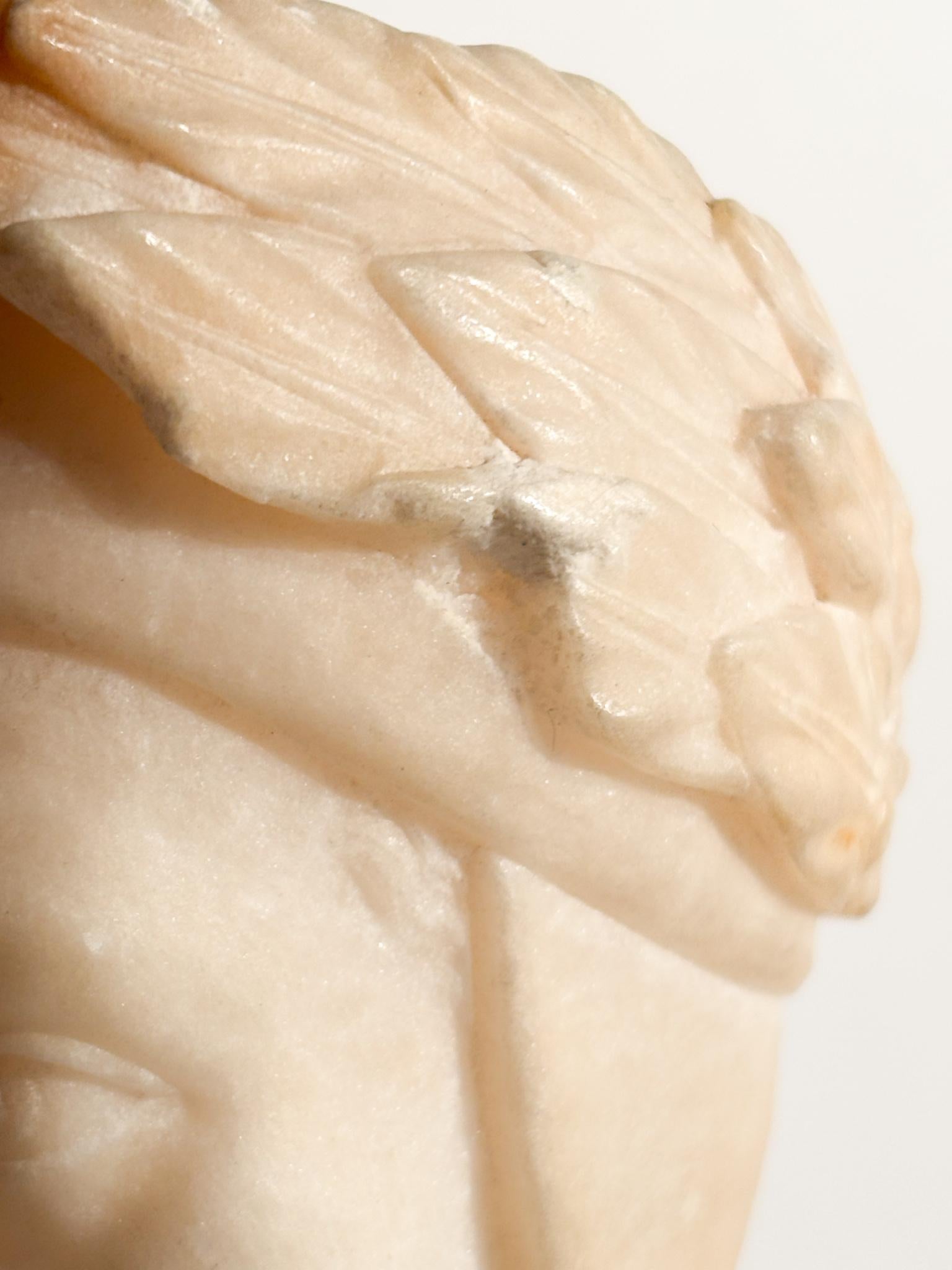 White Marble Bust of Dante Alighieri and Wooden Base 1950s 10