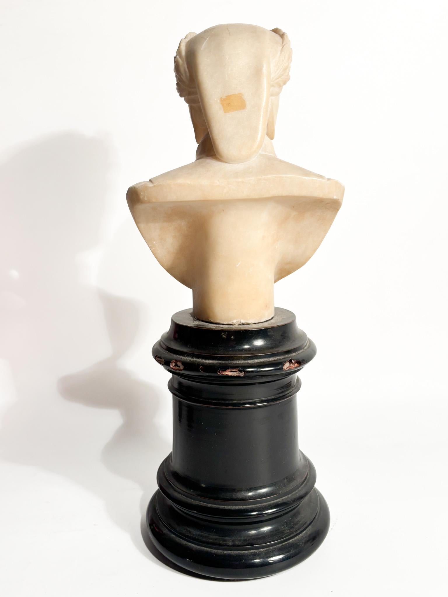 White Marble Bust of Dante Alighieri and Wooden Base 1950s 2