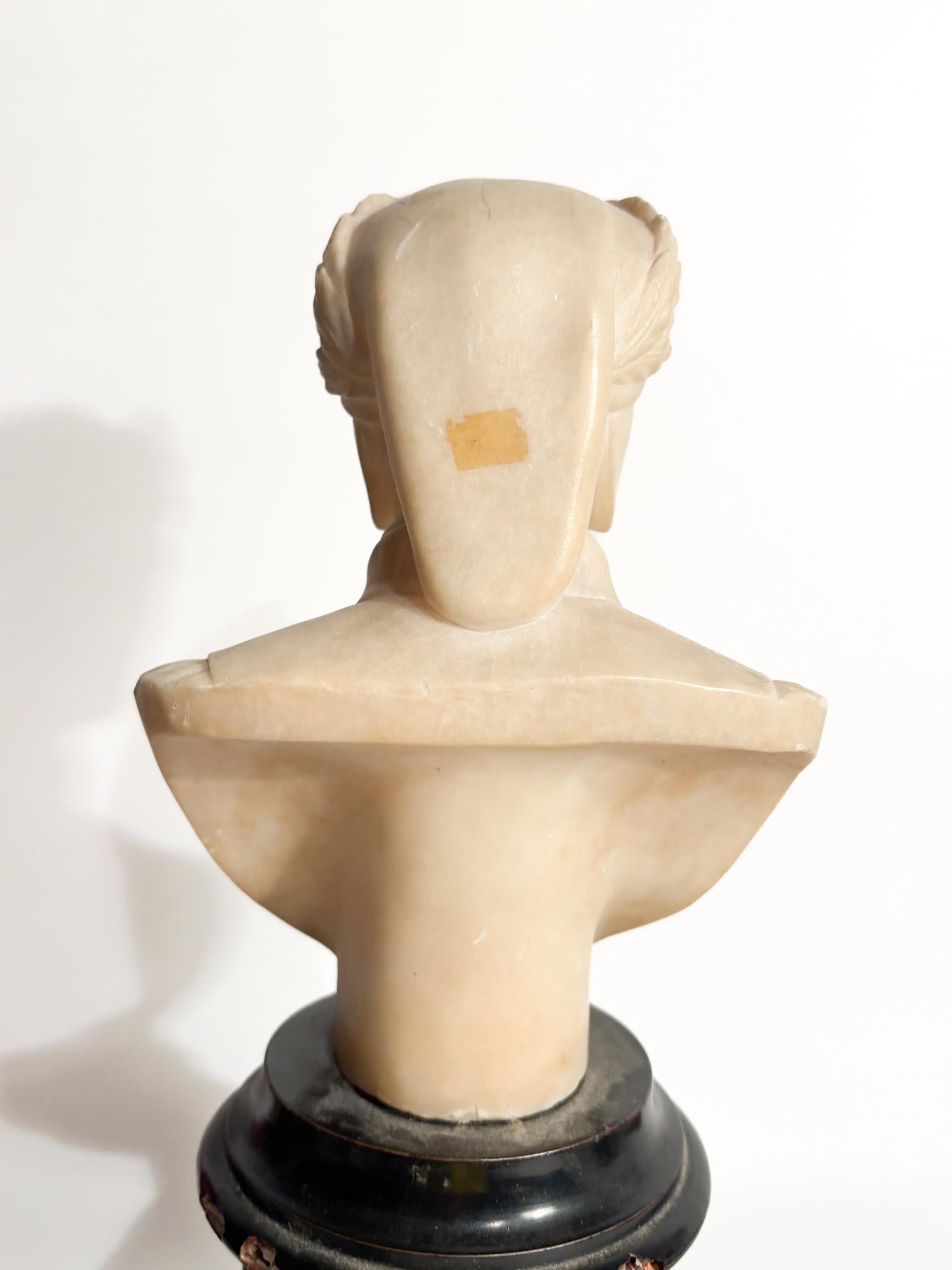 White Marble Bust of Dante Alighieri and Wooden Base 1950s 3