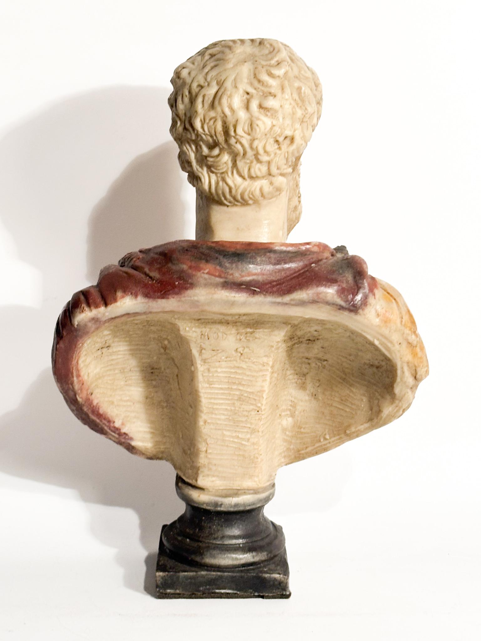 Polychrome Resin Bust of Roman Emperor Marcus Aurelius 1950s For Sale 1