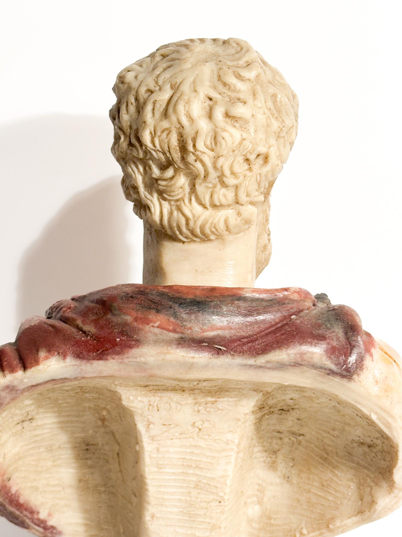 Polychrome Resin Bust of Roman Emperor Marcus Aurelius 1950s For Sale 2