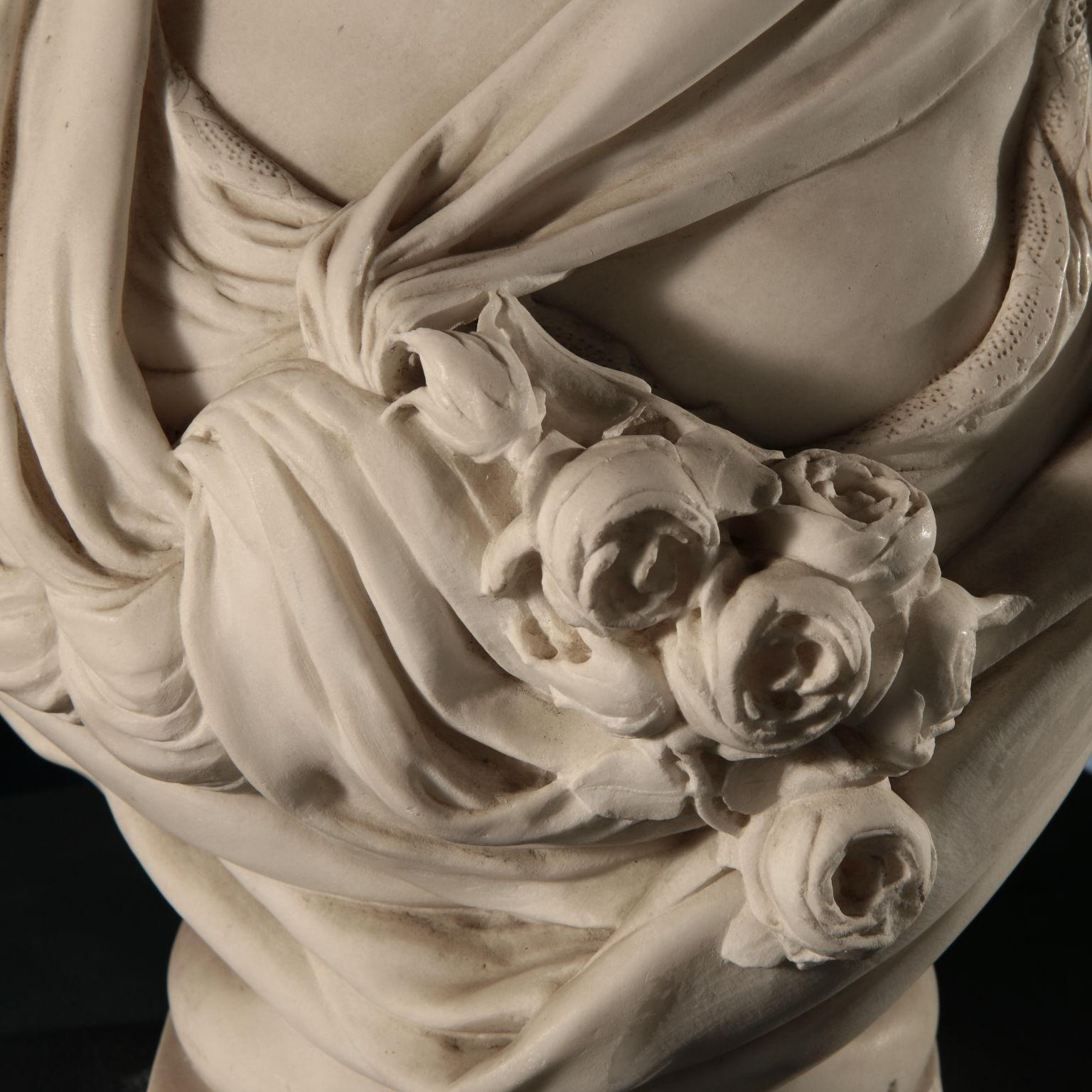 Italian Spring marble bust, first half of the 19th century For Sale