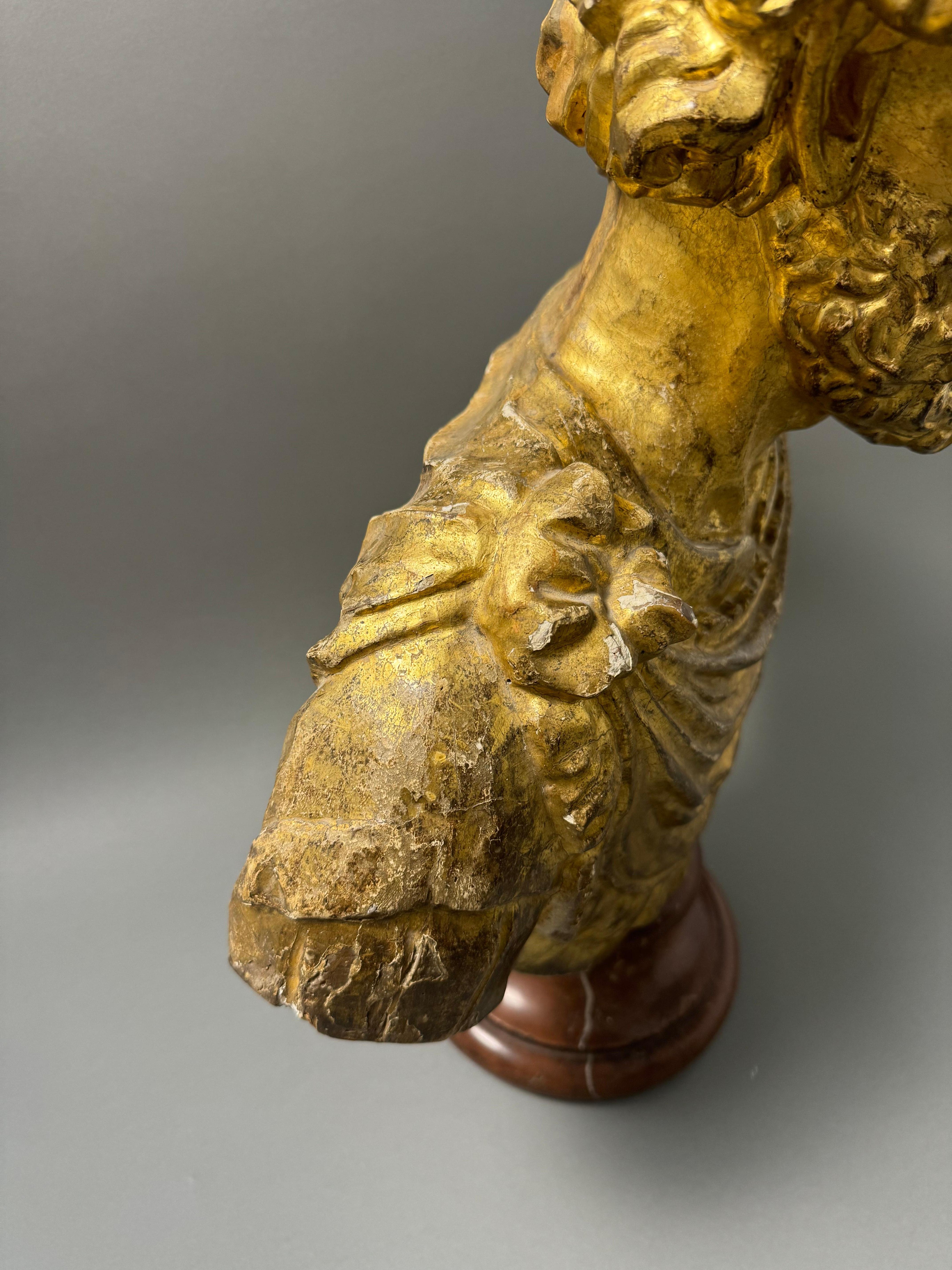 Busto ligneo dell'imperatore romano Marco Aurelio - seconda metà del XVII secolo For Sale 7