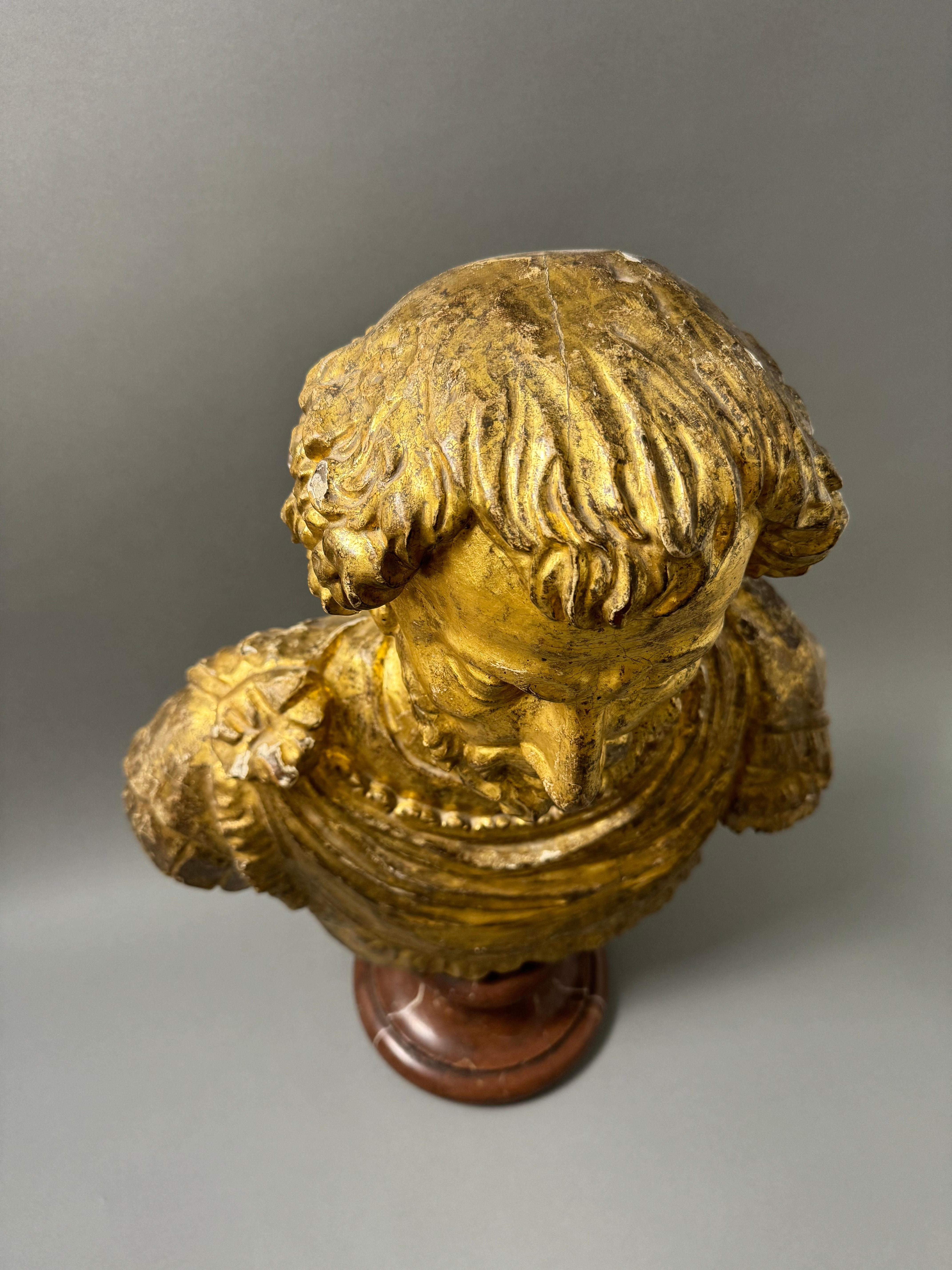 Busto ligneo dell'imperatore romano Marco Aurelio - seconda metà del XVII secolo For Sale 8