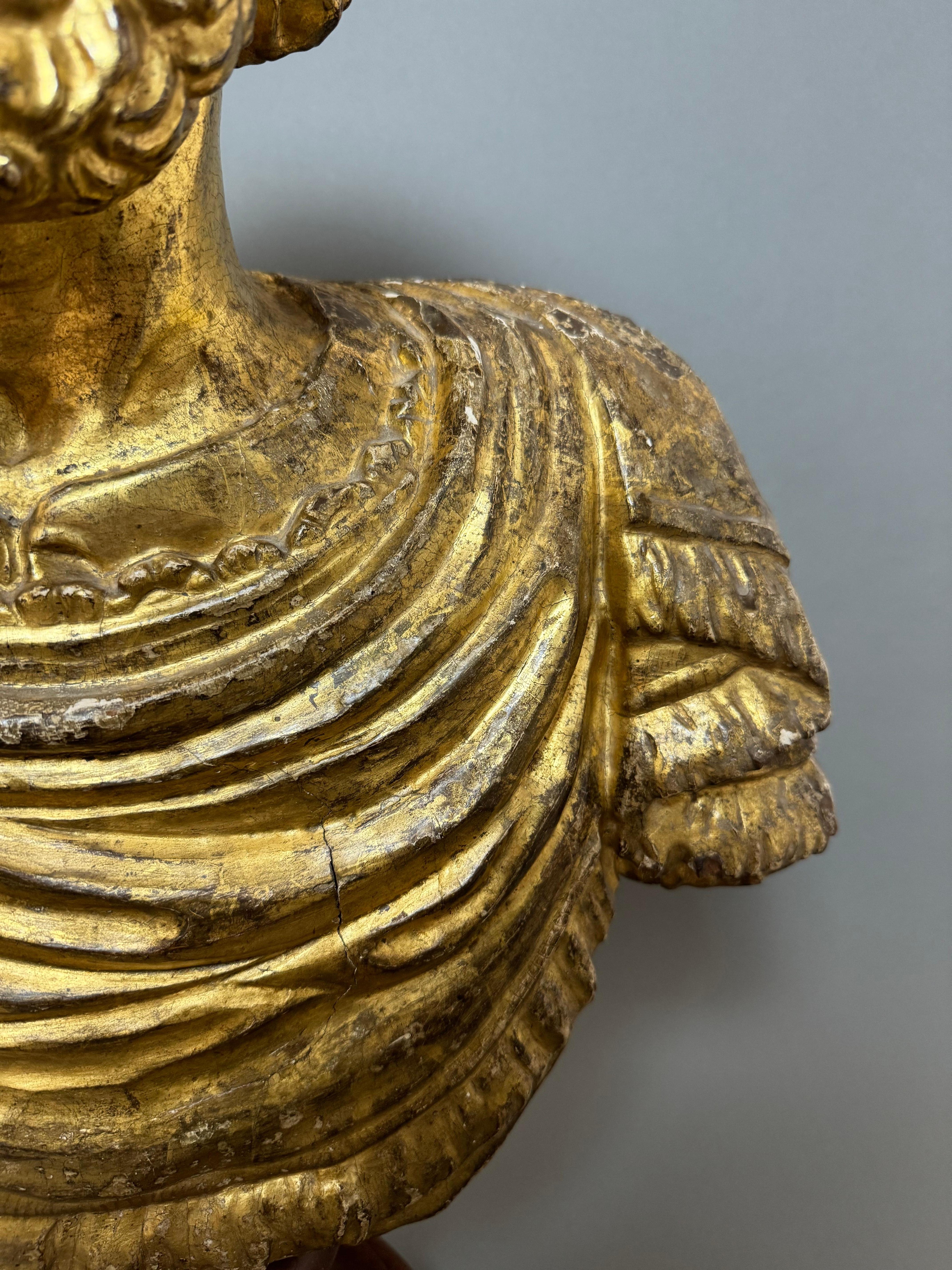 Busto ligneo dell'imperatore romano Marco Aurelio - seconda metà del XVII secolo For Sale 2