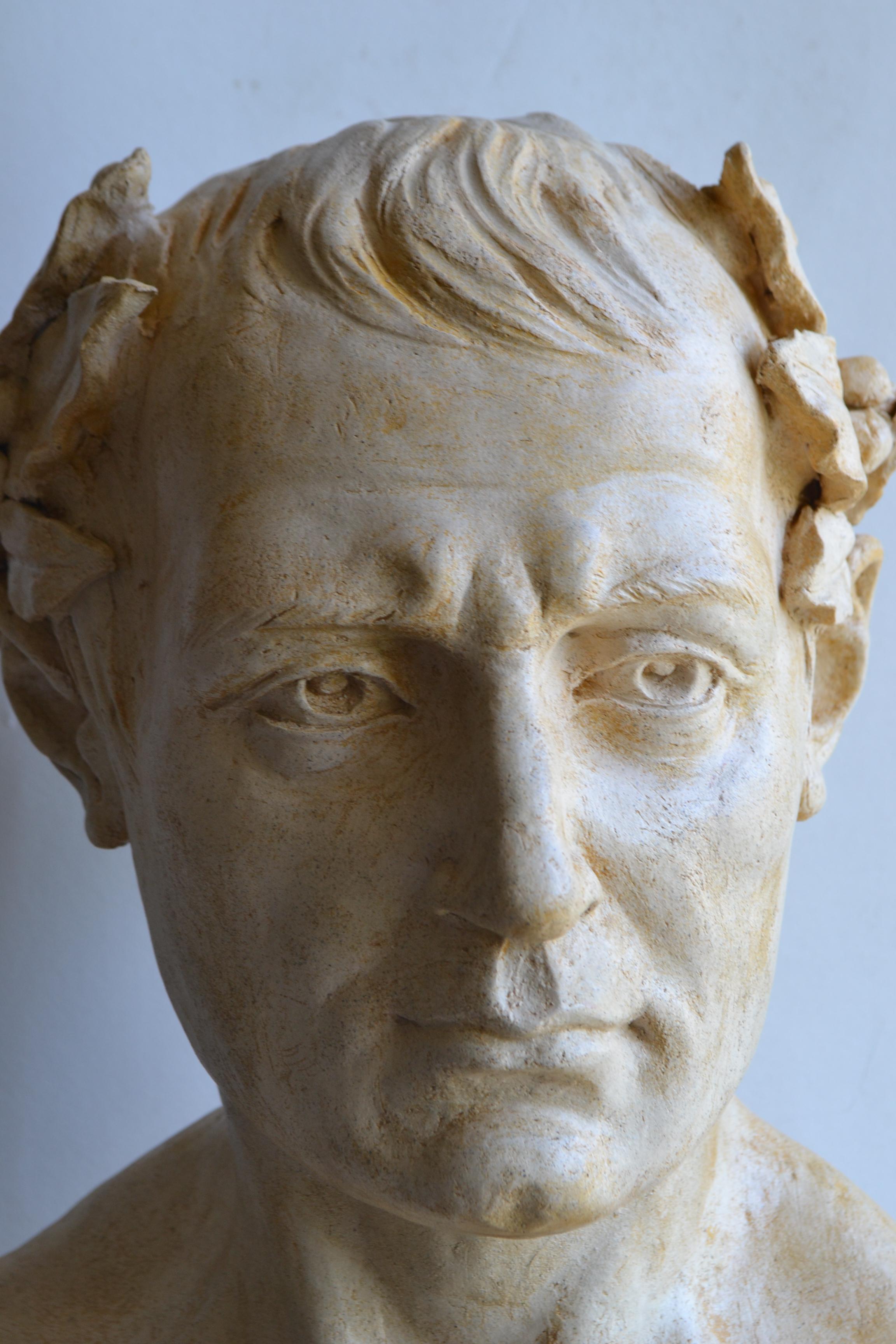 Büste Napoleon Bonaparte -klare handgemachte Keramik- hergestellt in Italien (Romantik) im Angebot