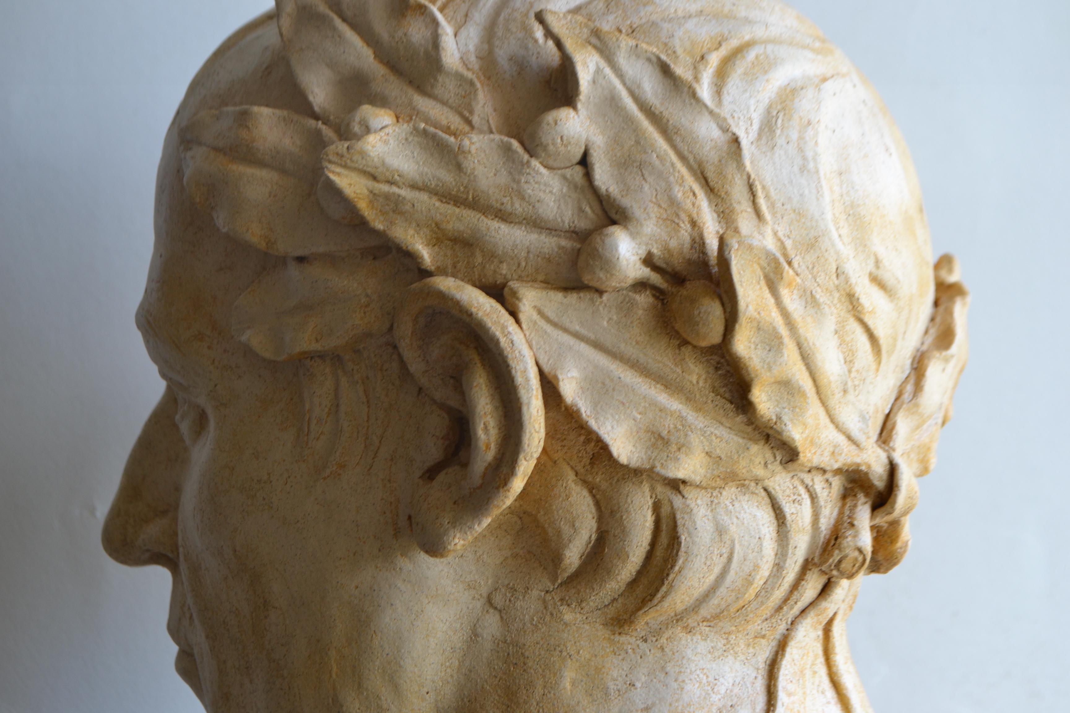 Ceramic Bust Napoleon Bonaparte -clear handmade ceramic- made in Italy For Sale