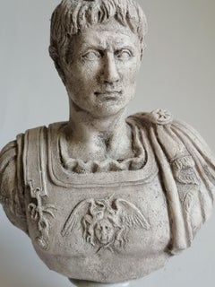 Busto Ottaviano Augusto in ceramica chiara fatto a mano made in Italy