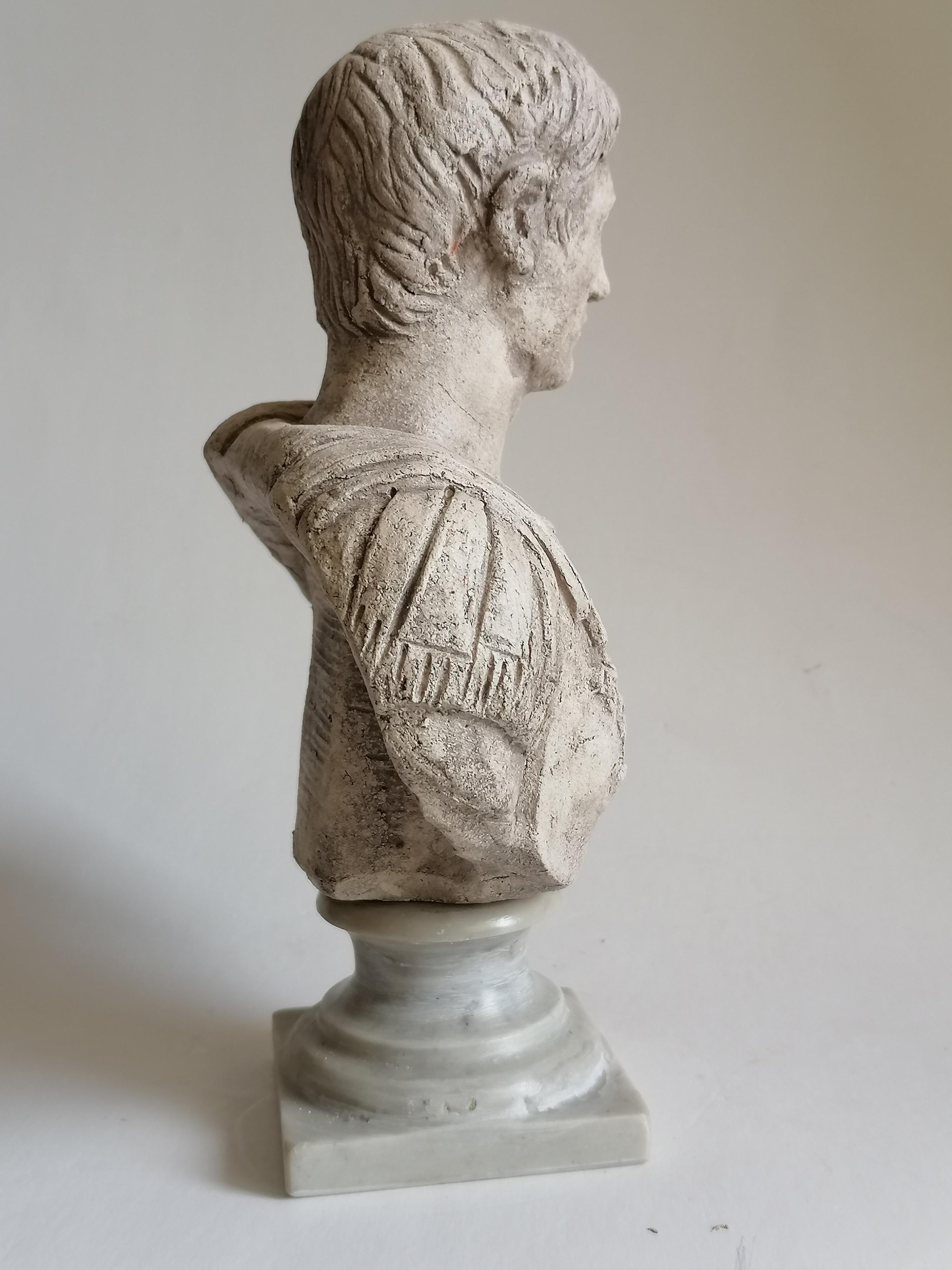 Hand-Crafted Octavian Augustus bust in clear handmade ceramic made in Italy For Sale