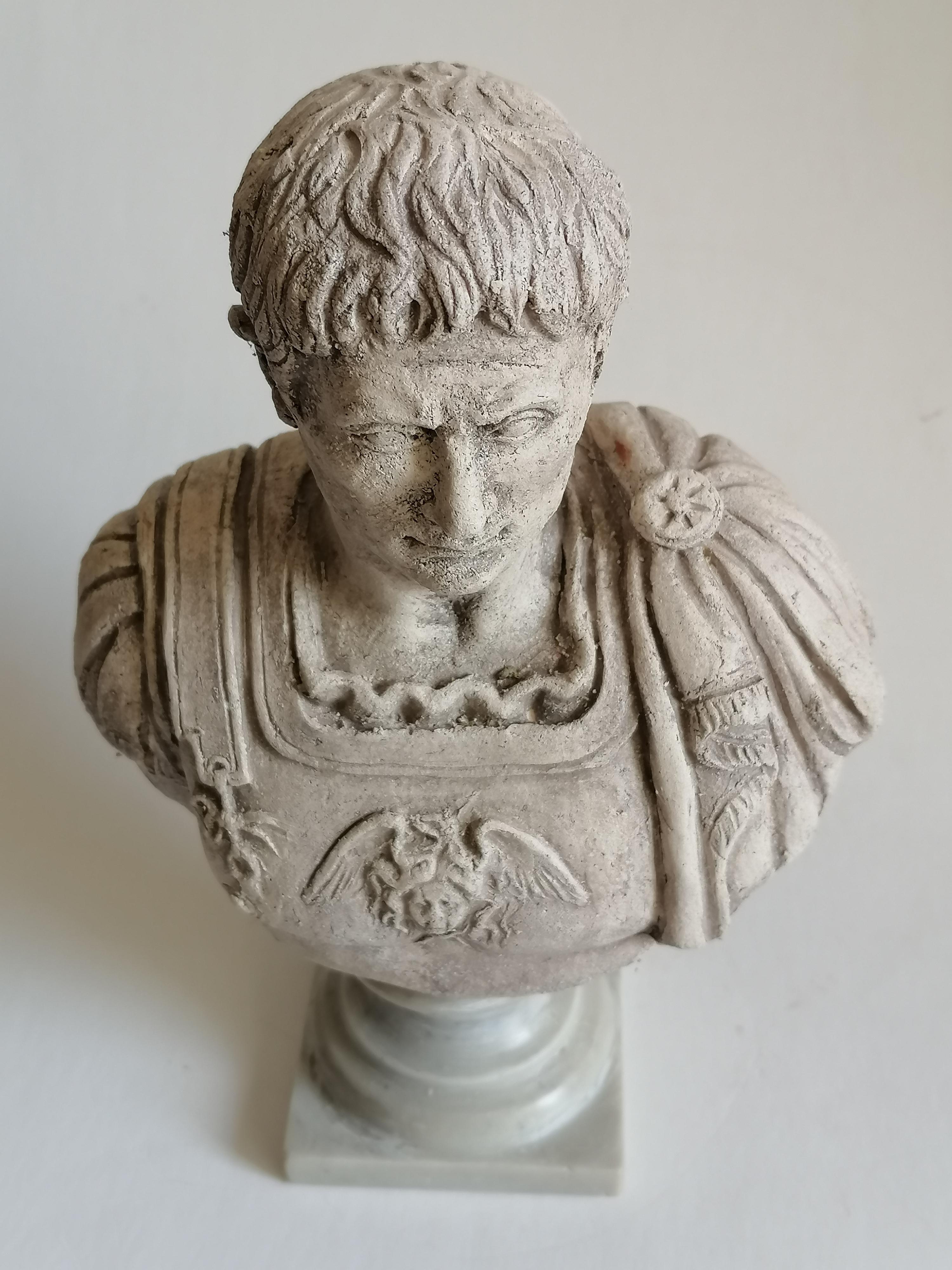 Contemporary Octavian Augustus bust in clear handmade ceramic made in Italy For Sale