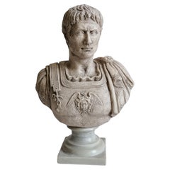 Antique Octavian Augustus bust in clear handmade ceramic made in Italy