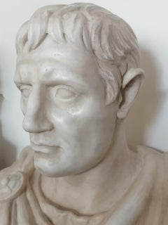 Busto Ottaviano Augusto in marmo bianco Carrara -made in Italy