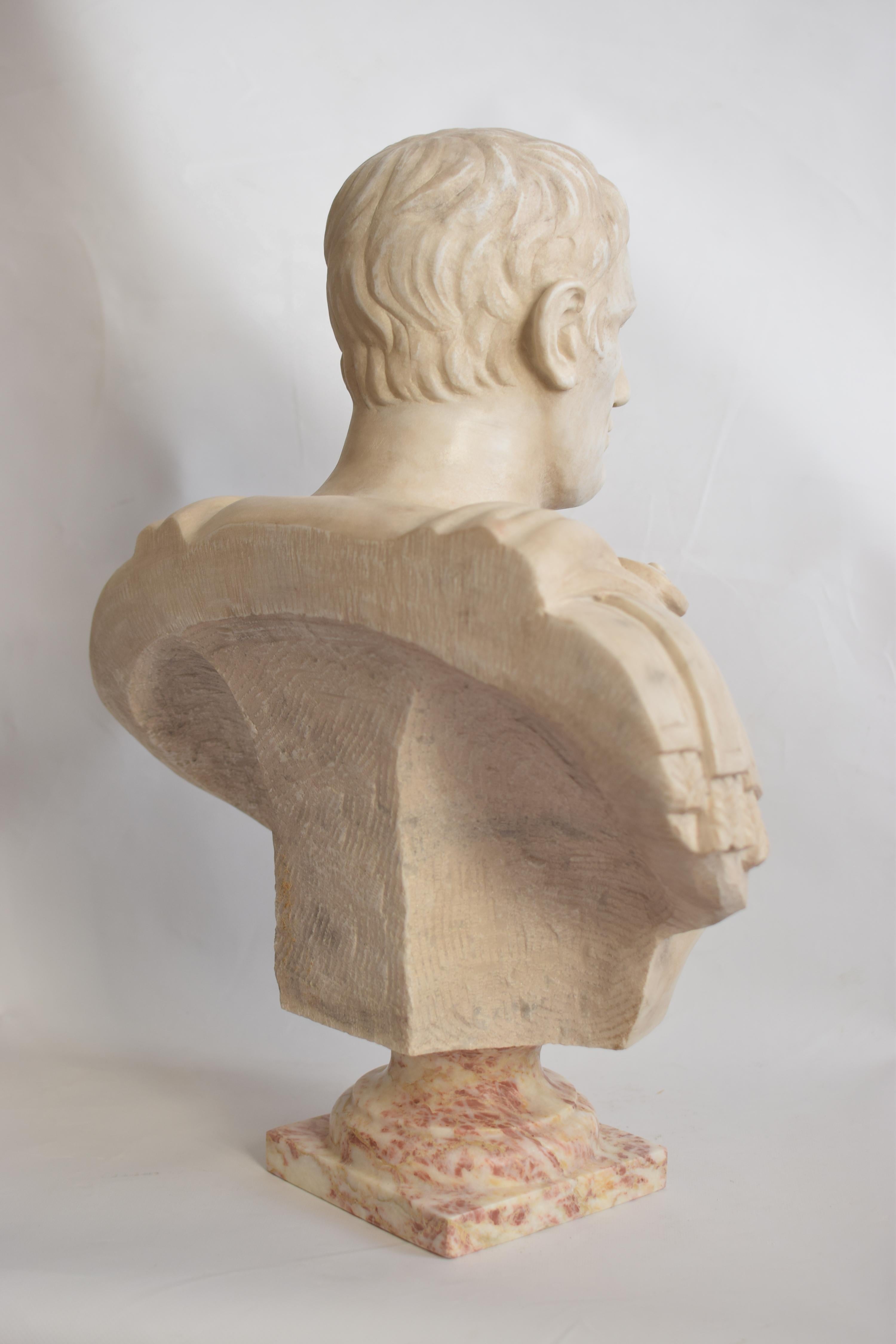 Late 20th Century Buste d'Octave Auguste en marbre blanc de Carrare - fabriqué en Italie en vente