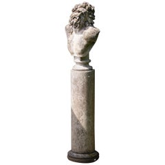 Antique Busts Columns Pair of Composite Stone Brutus Laocoon