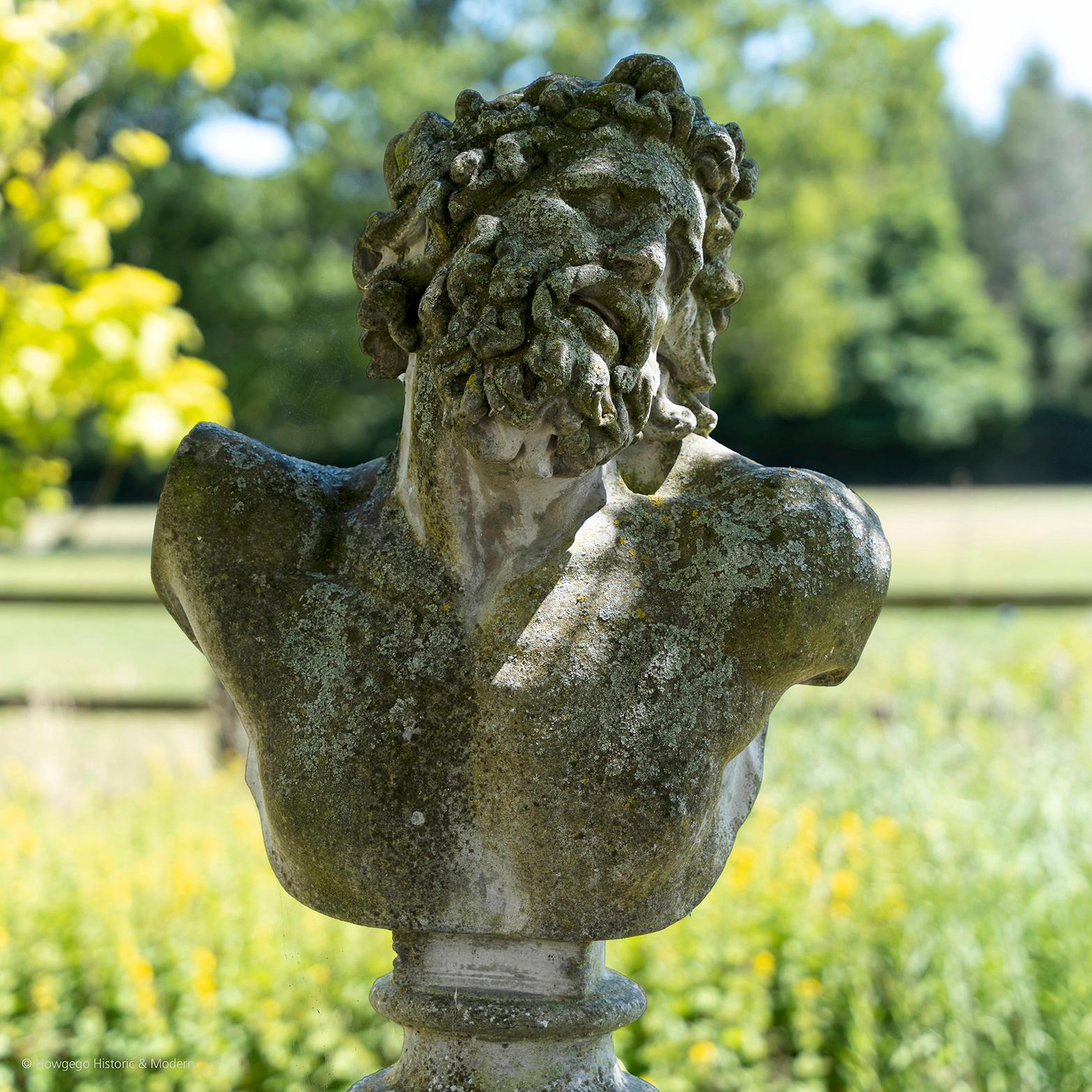 Busts Columns Pair of Composite Stone Brutus Laocoon For Sale 5