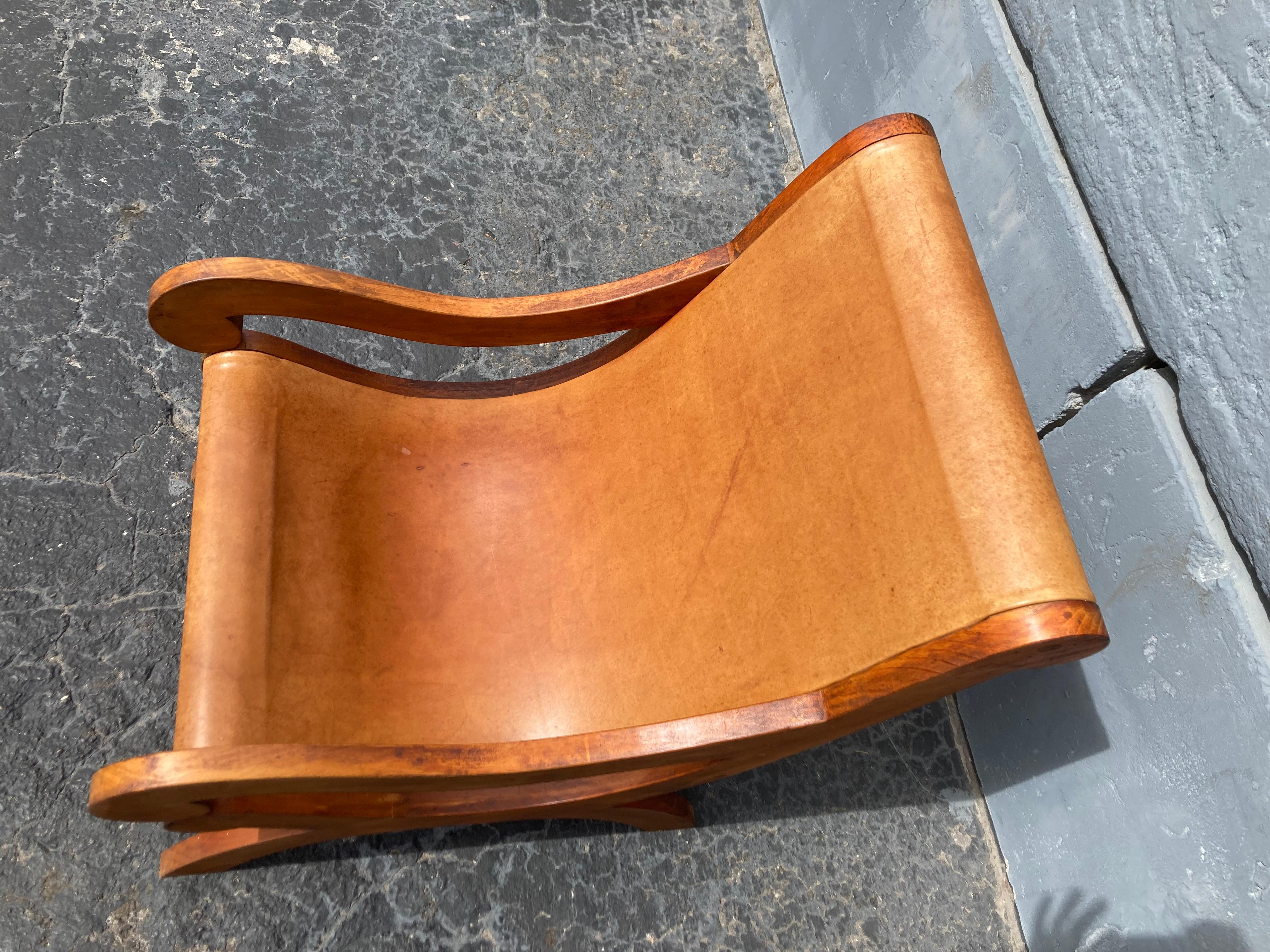 Modern Butaque Lounge Chair in the Style of Clara Porset, Saddle Leather