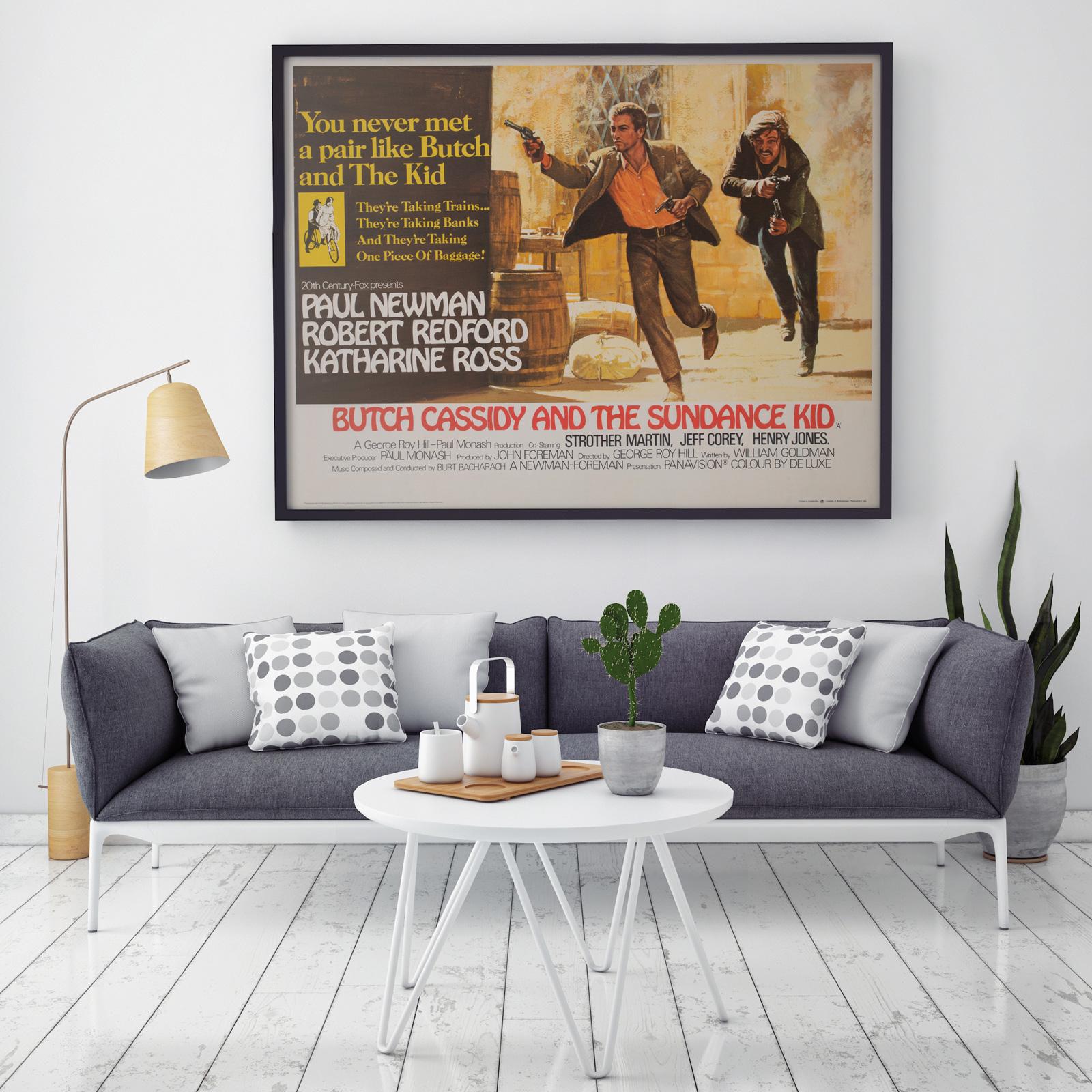 The UK Quad for the much loved classic Butch Cassidy and the Sundance Kid features some of the strongest artwork for the title. Very collectible poster in fantastic condition.

This vintage movie poster has been professionally linen-backed and is