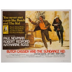 Used Butch Cassidy and the Sundance Kid UK Film Poster, Art by Tom Beauvais, 1969