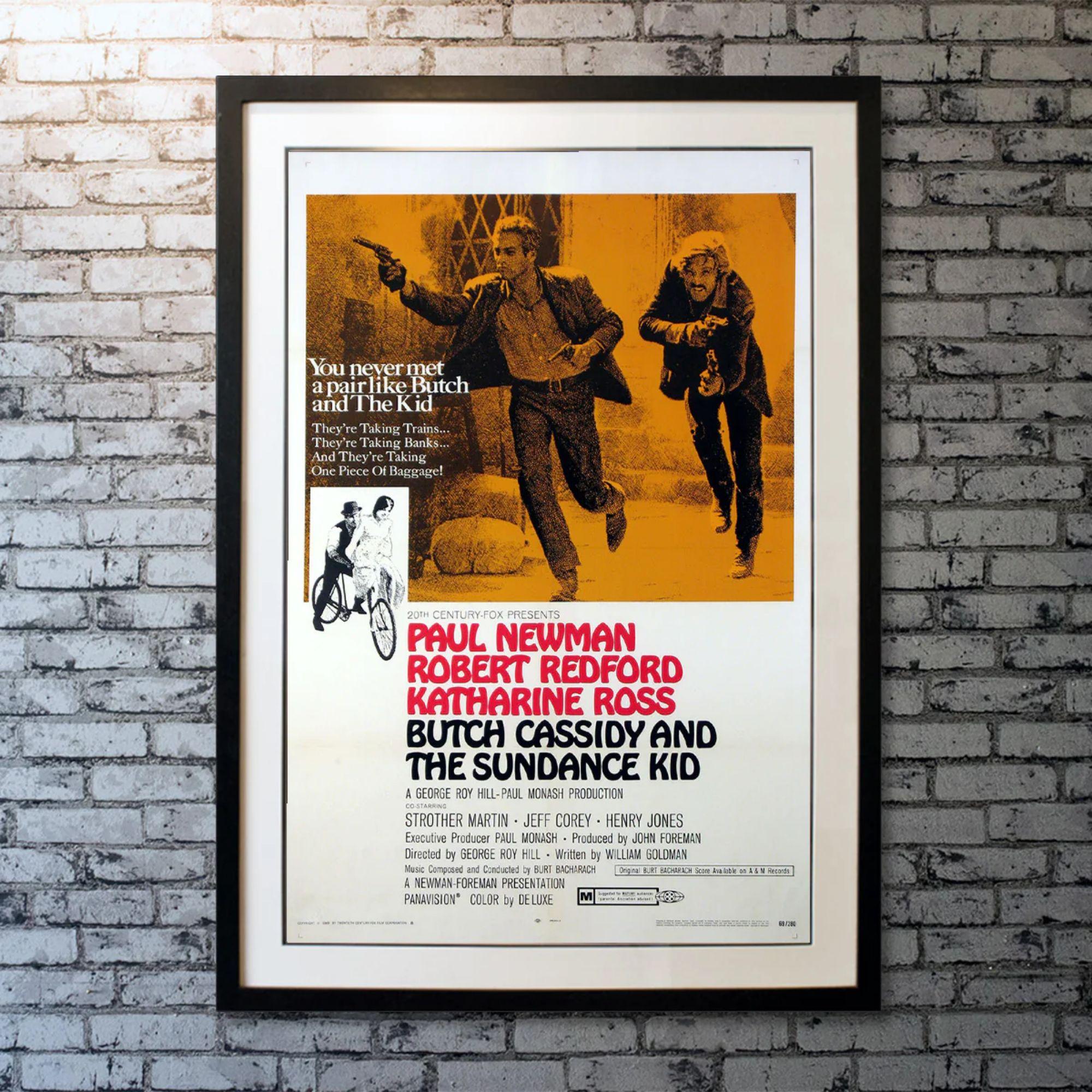 Butch Cassidy And The Sundance Kid, Unframed Poster, 1969

Original One Sheet (27 X 41 Inches). Wyoming, early 1900s. Butch Cassidy and The Sundance Kid are the leaders of a band of outlaws. After a train robbery goes wrong they find themselves on