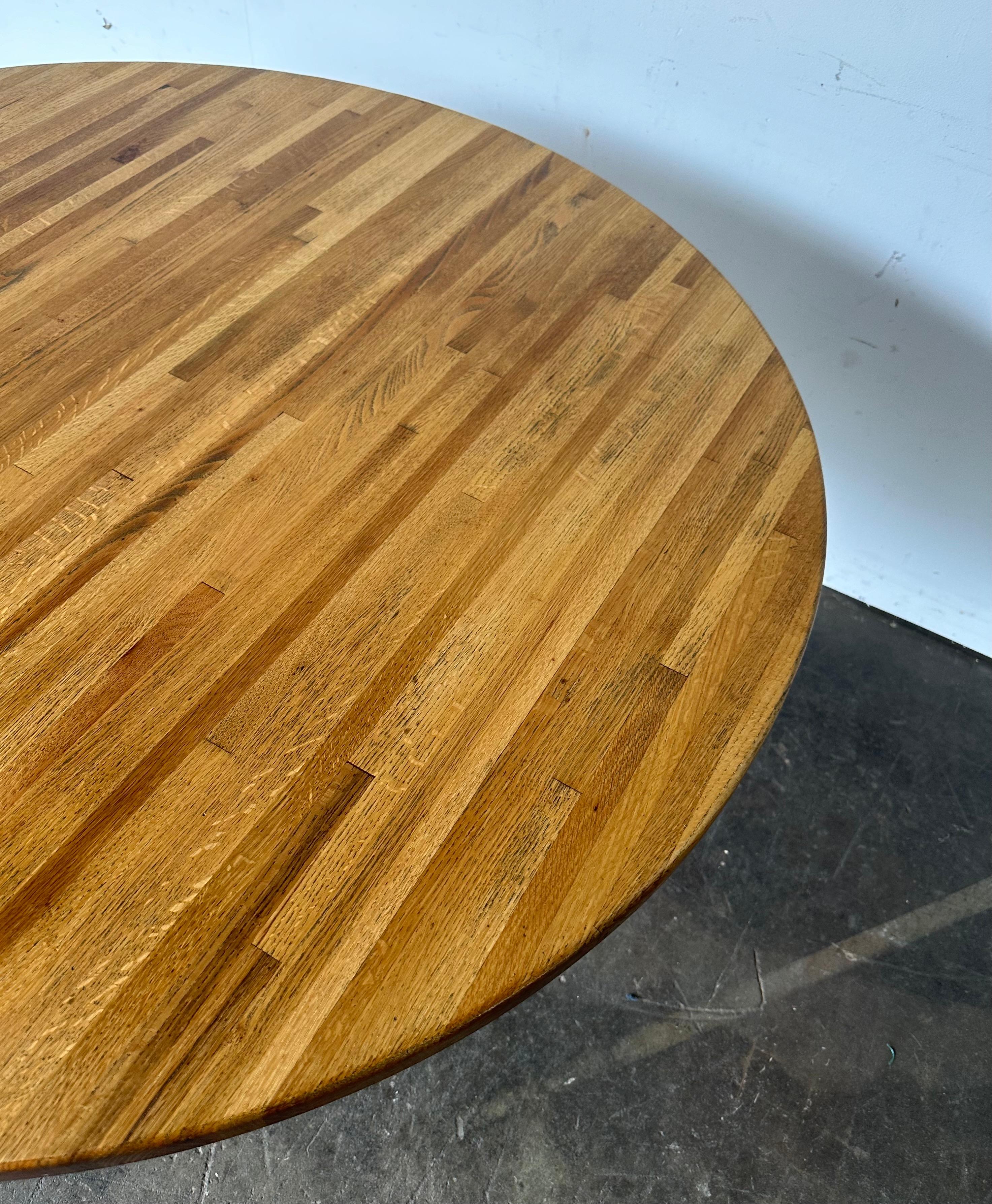 Butcher Block 48 inch Round Kitchen Dining Table For Sale 4