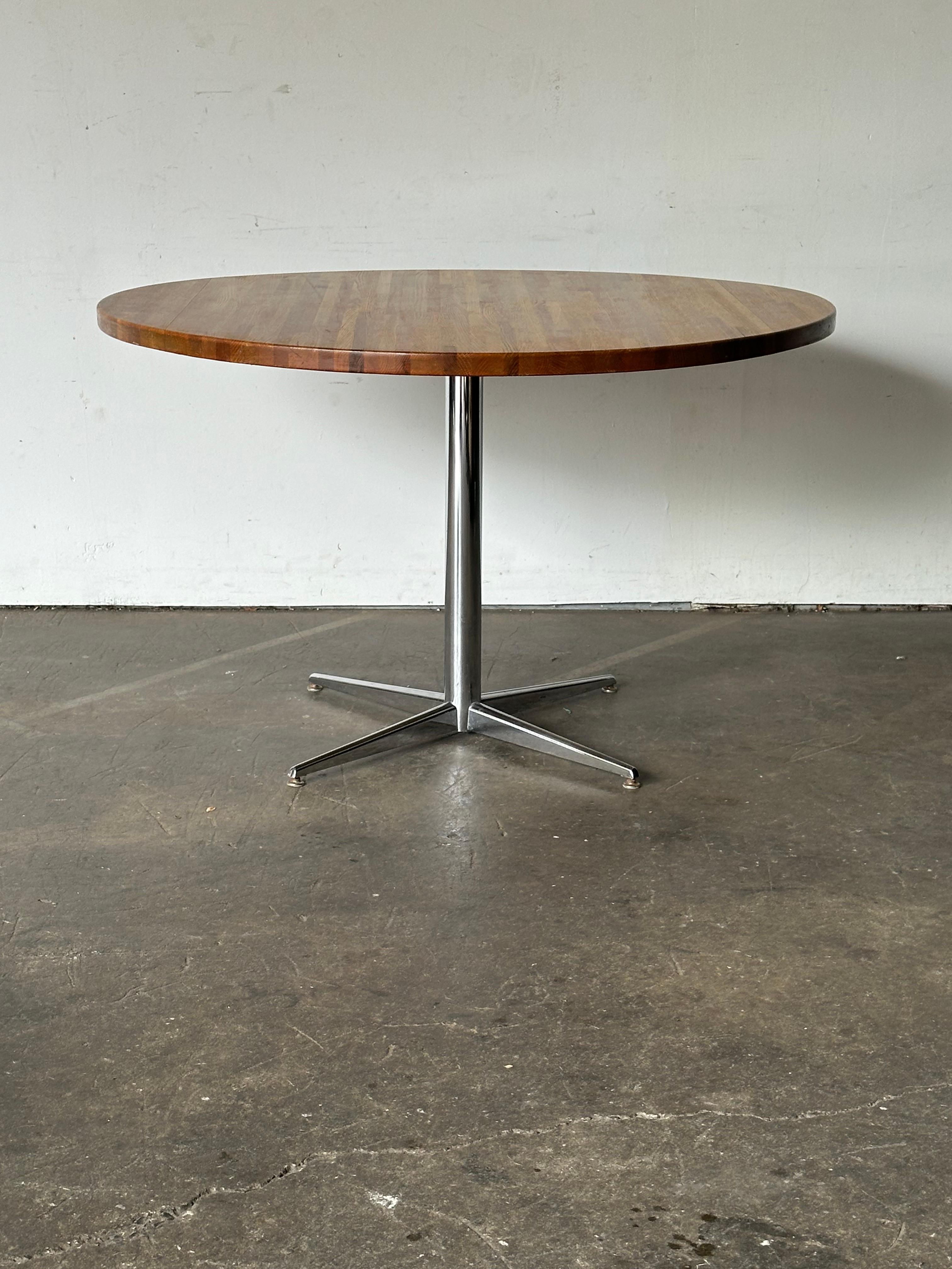 Butcher Block 48 inch Round Kitchen Dining Table For Sale 5