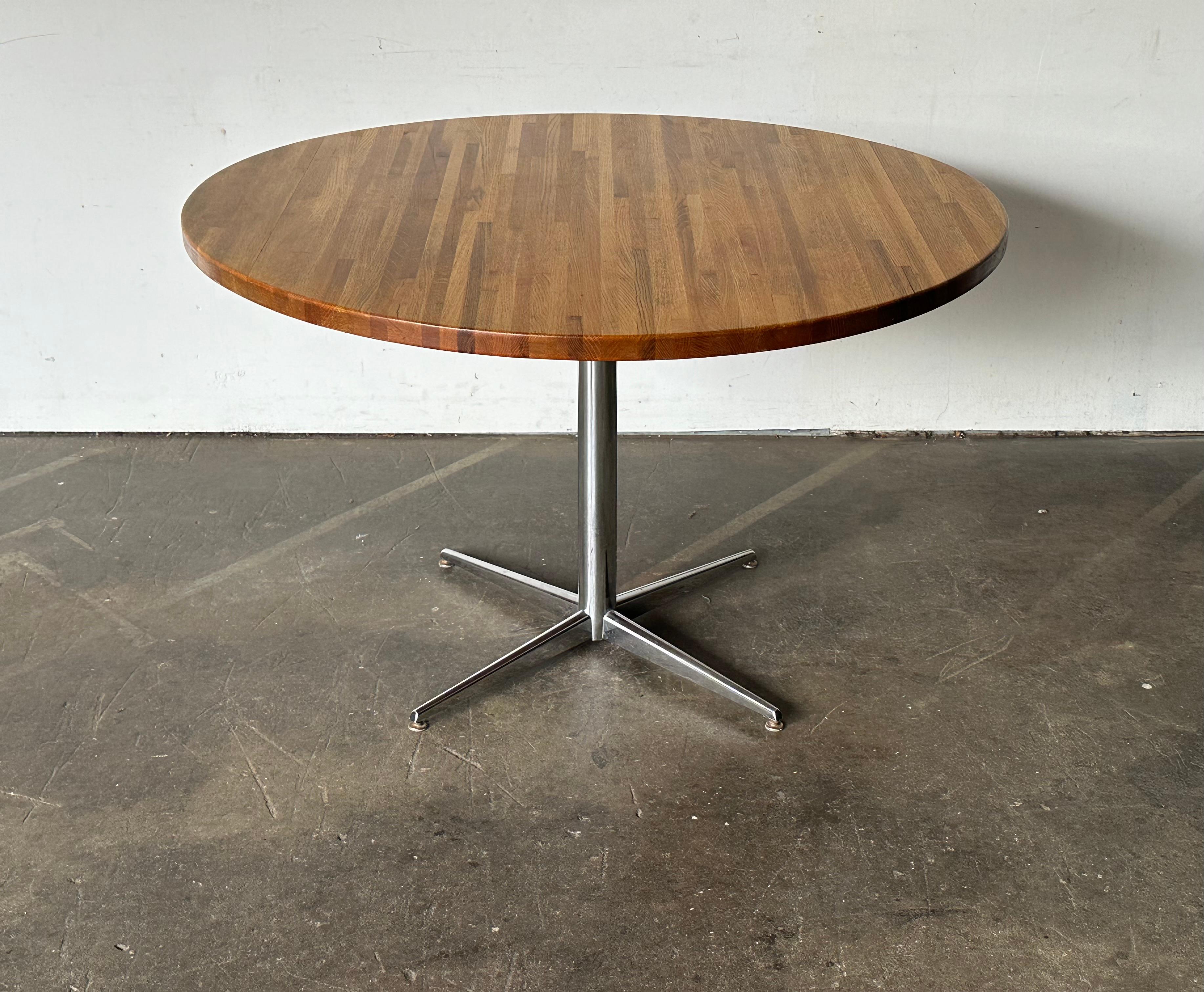 Butcher Block 48 inch Round Kitchen Dining Table In Good Condition For Sale In Brooklyn, NY