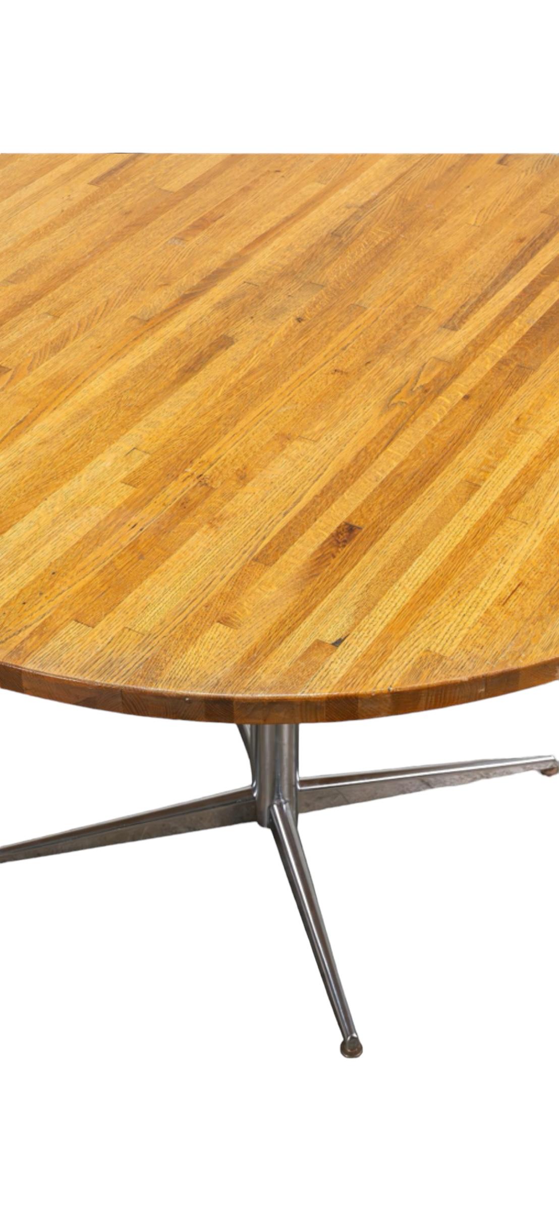 Butcher Block 48 inch Round Kitchen Dining Table In Good Condition For Sale In Brooklyn, NY