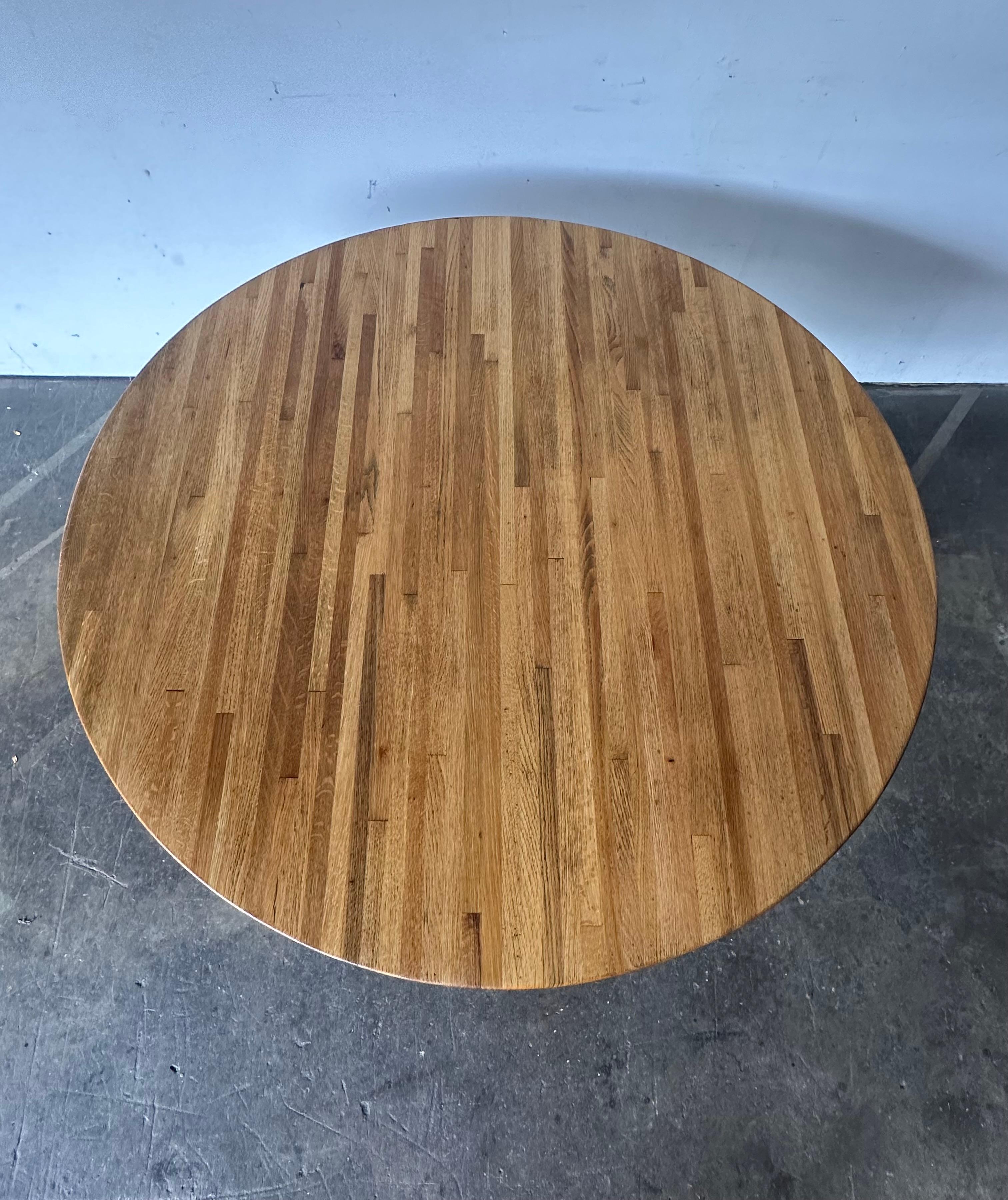 20th Century Butcher Block 48 inch Round Kitchen Dining Table For Sale