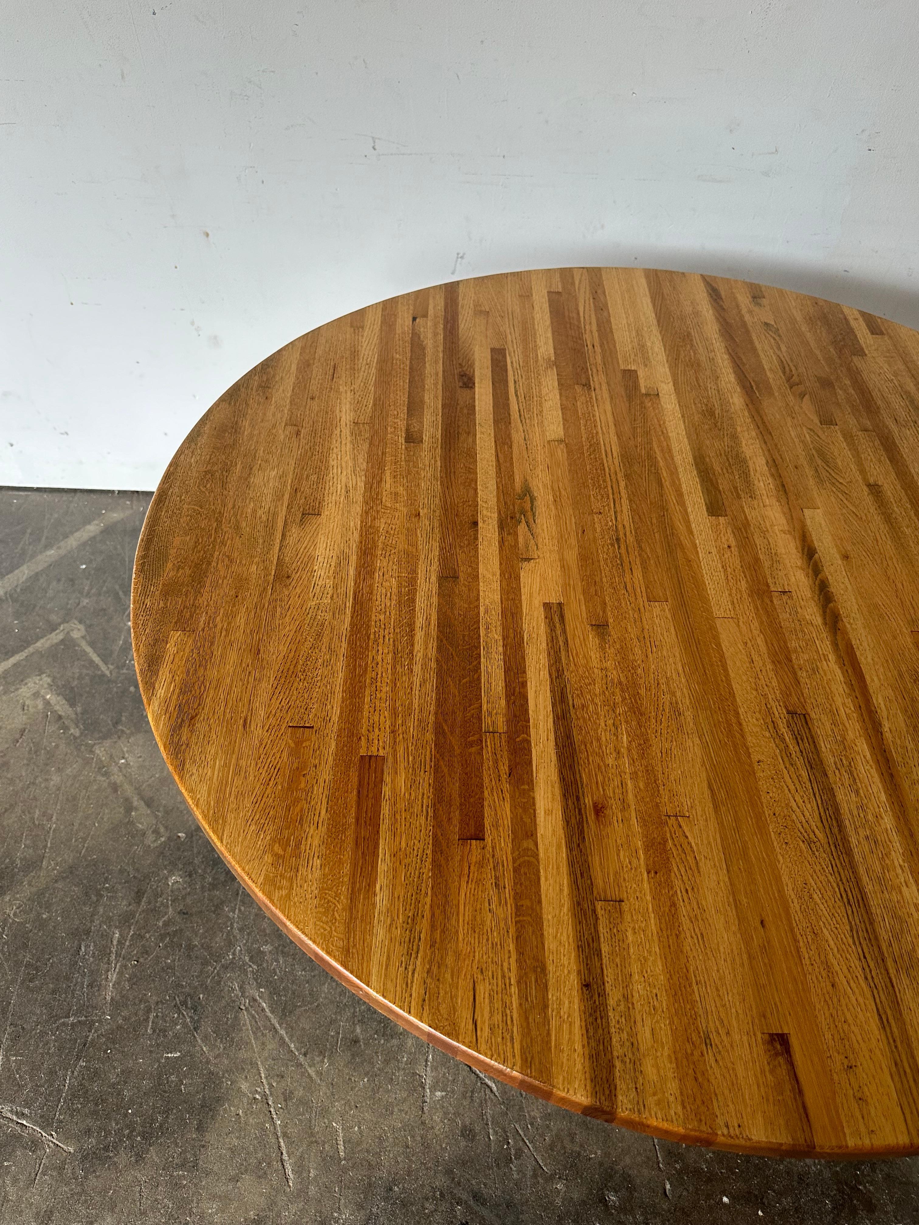 Metal Butcher Block 48 inch Round Kitchen Dining Table For Sale