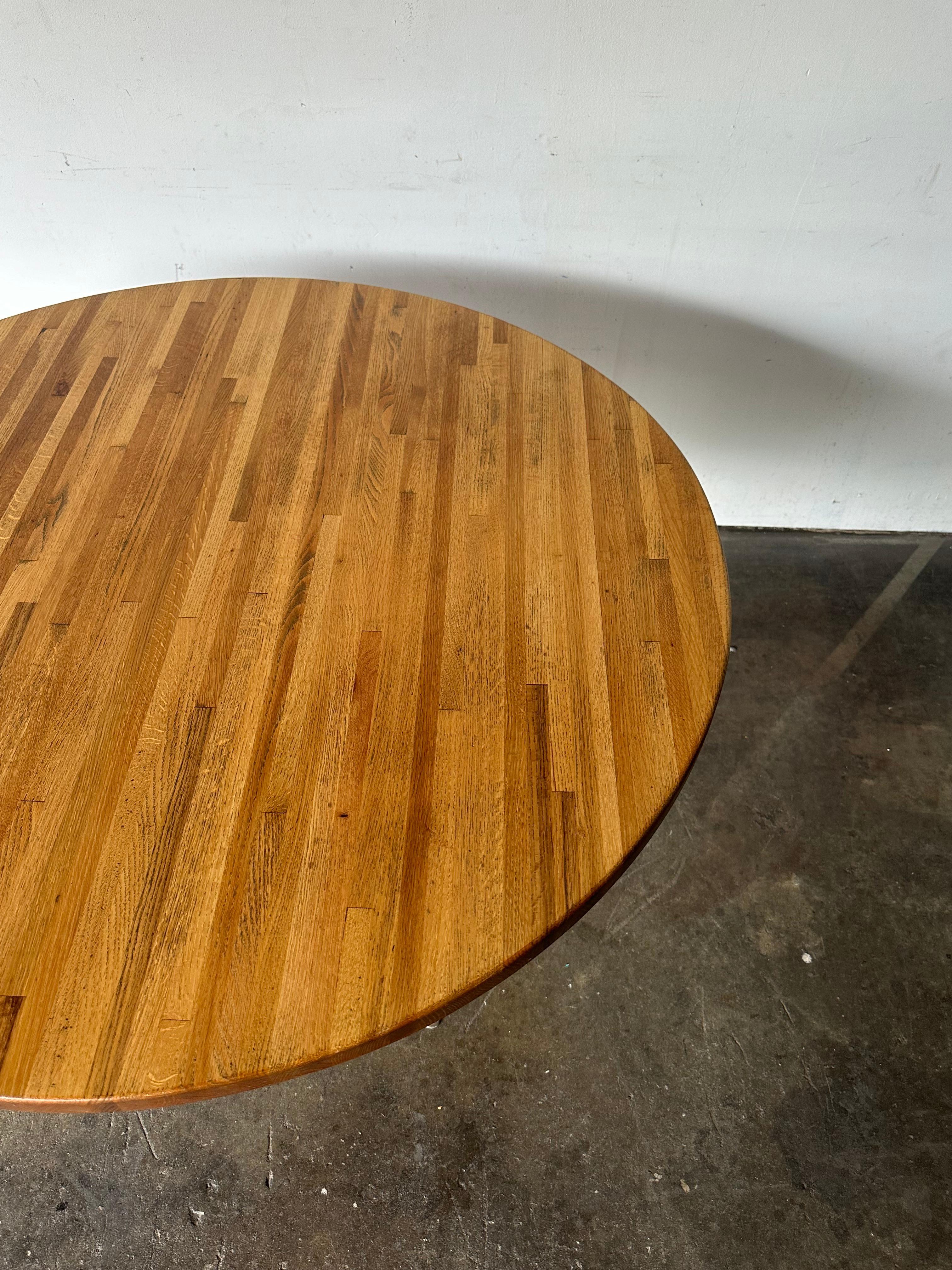 Butcher Block 48 inch Round Kitchen Dining Table For Sale 2