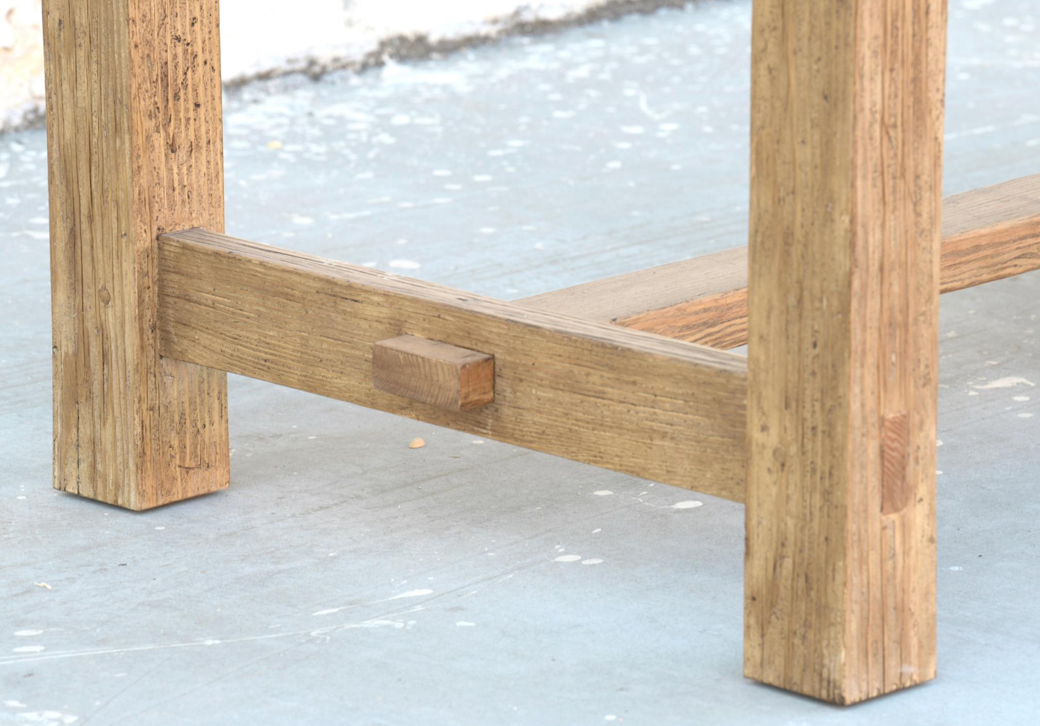 Rustic Reclaimed Pine Butcher Block Kitchen Island, Made to Order by Petersen Antiques For Sale