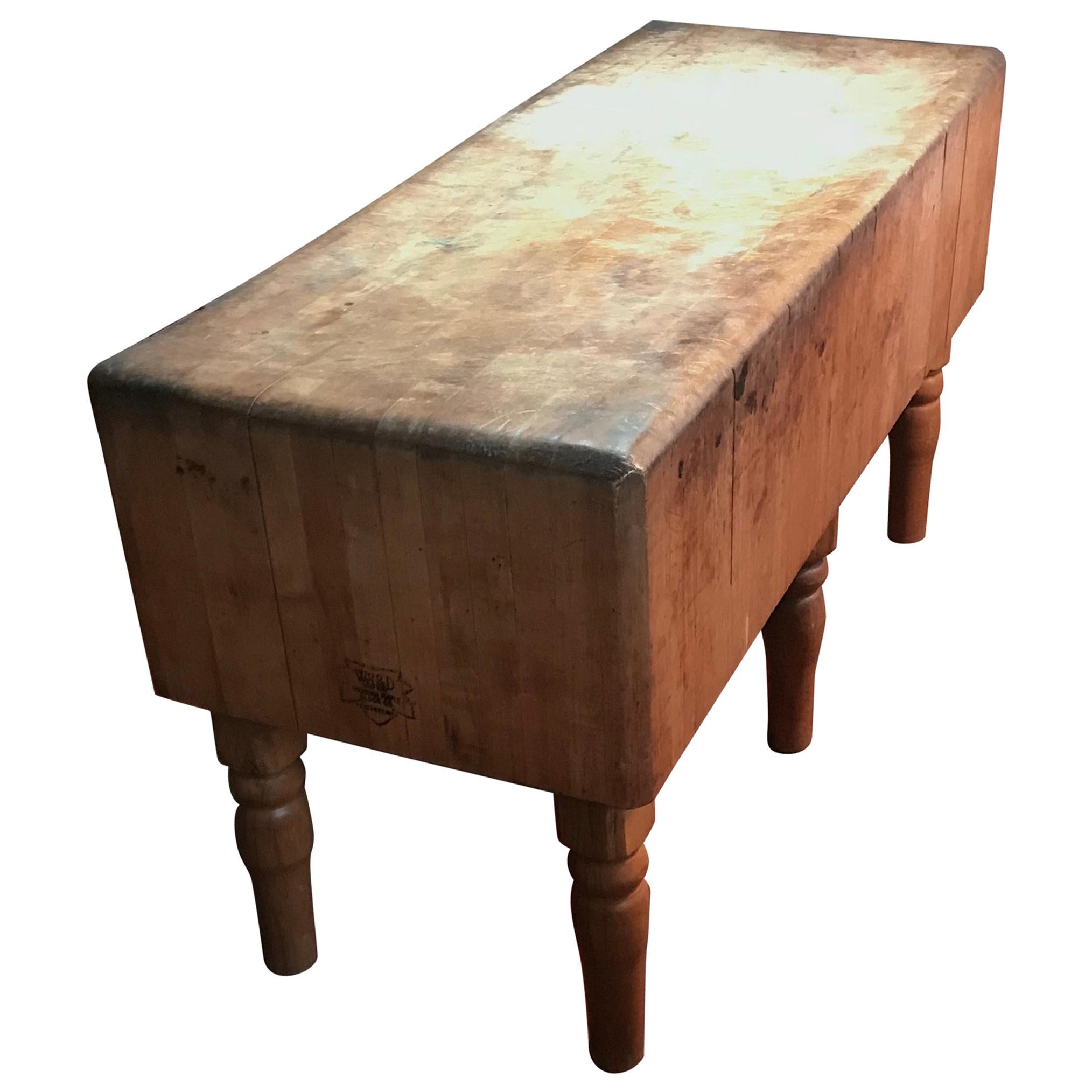 Butcher Block of Maple for Kitchen Island, Early 20th Century