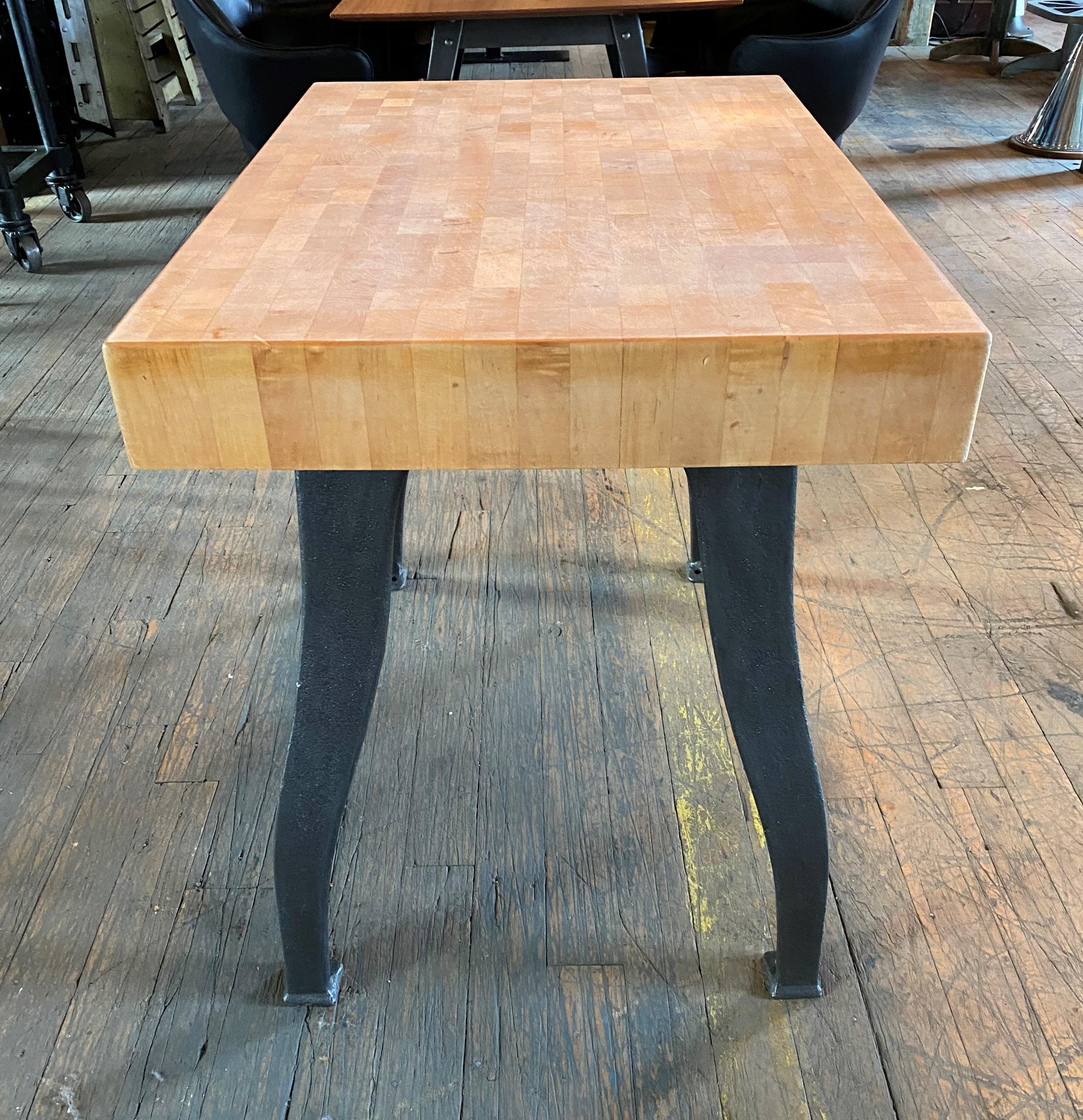 butcher block table with stools